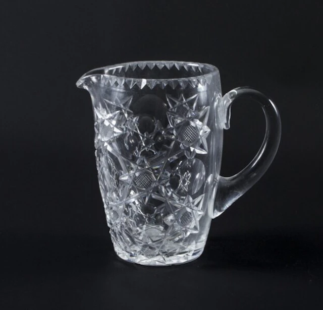 Vintage Cut Glass Crystal Jug Brierley Circa 1960