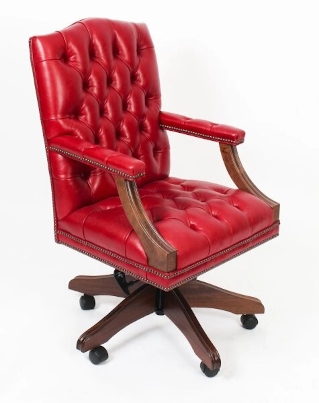 Bespoke English Handmade Gainsborough Leather Desk Chair Gamay