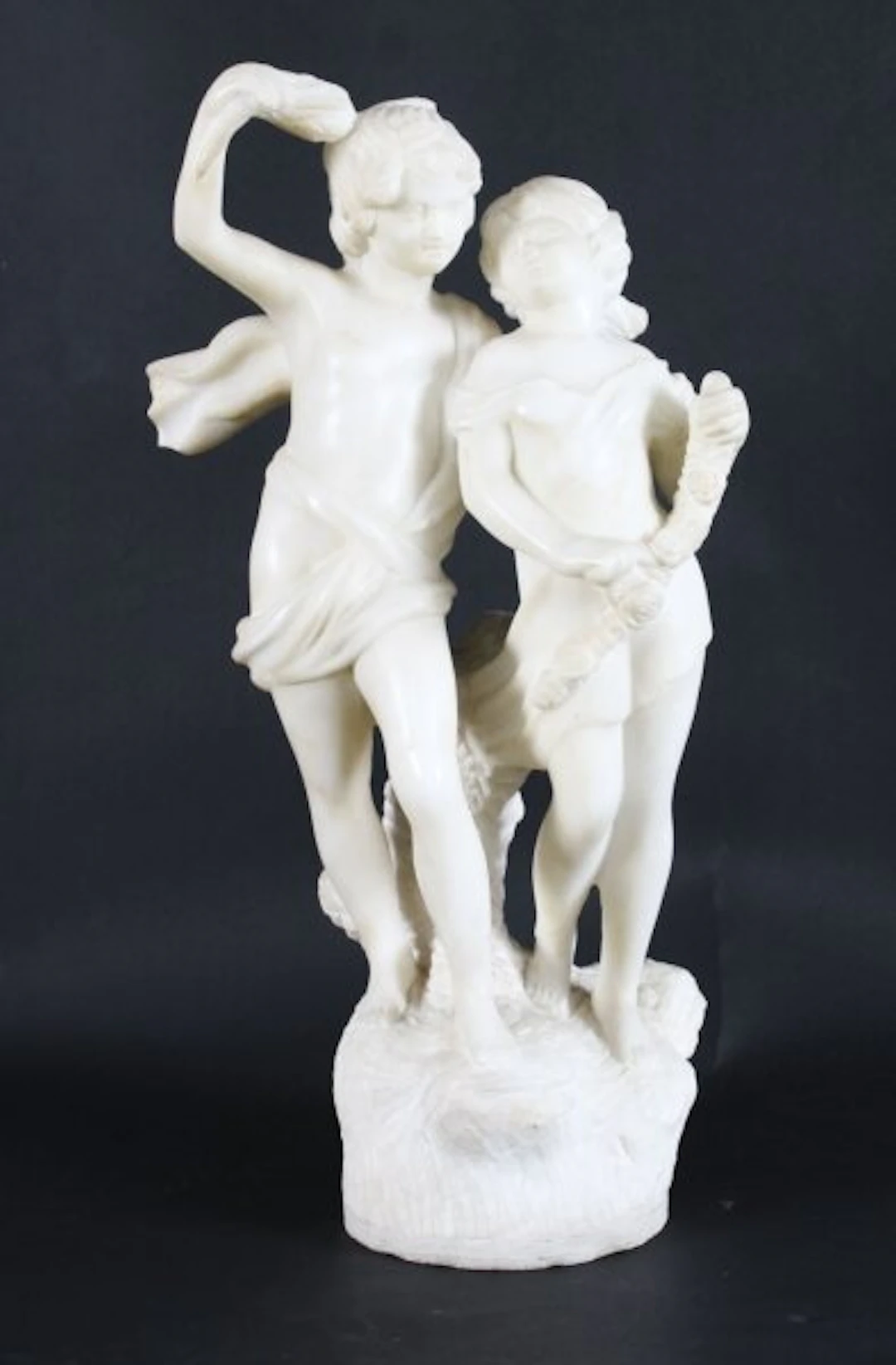 Antique Marble Sculpture of Two Siblings 20th Century