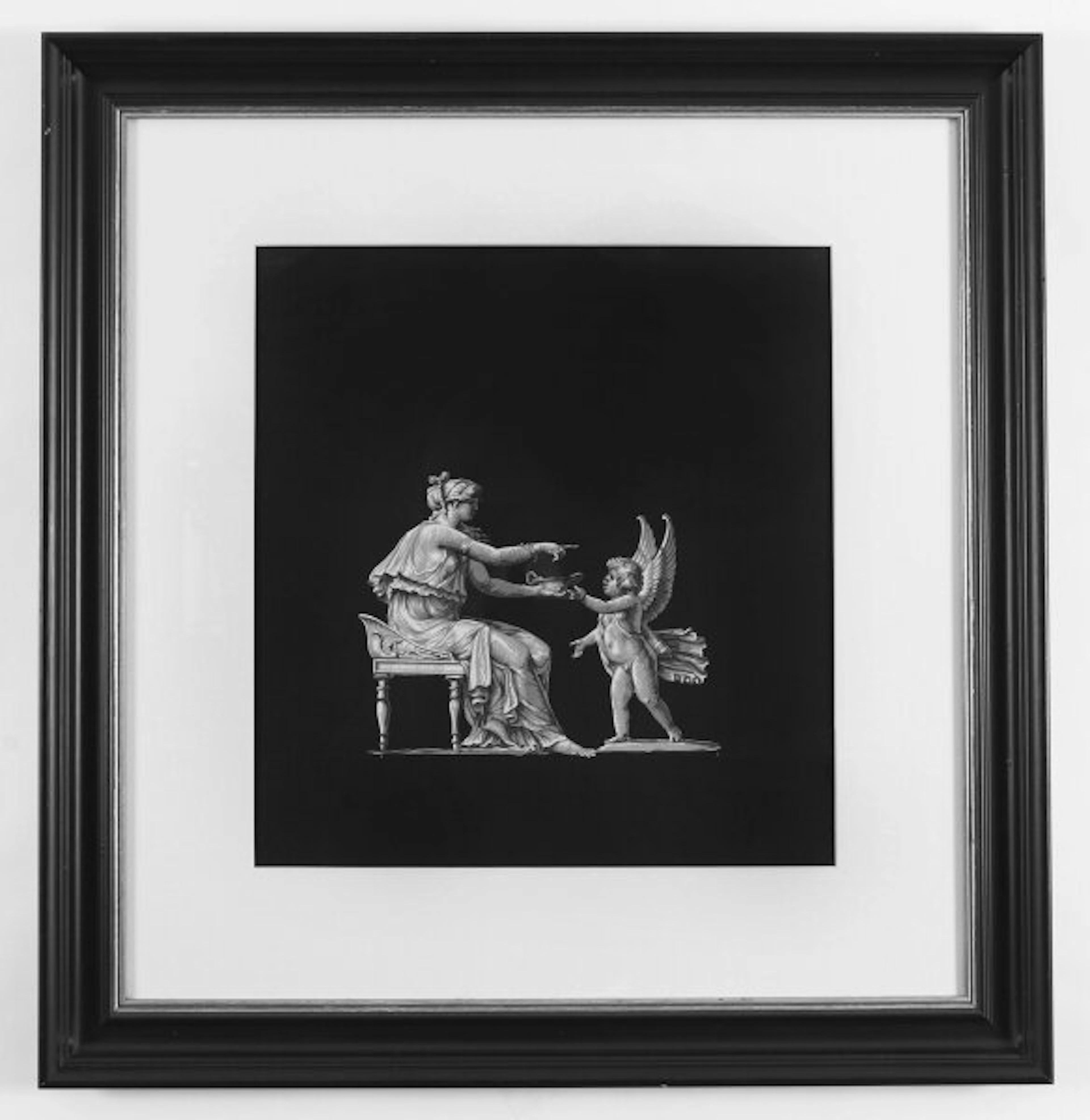 Antique Gouache Painting ‘Seated Venus & Cupid’ 19th Century