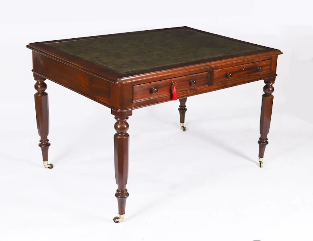 Antique 4ft Victorian Partners Writing Table Desk 19th C