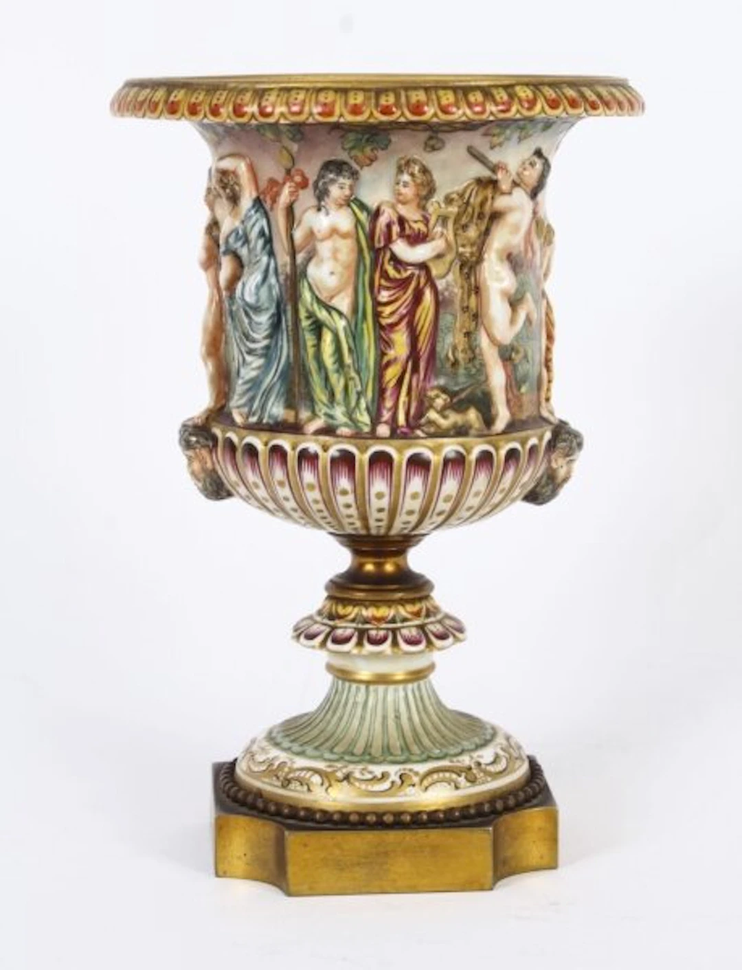 Antique Italian Naples Capodimonte Urn 19th C