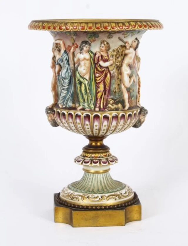 Antique Italian Naples Capodimonte Urn 19th C