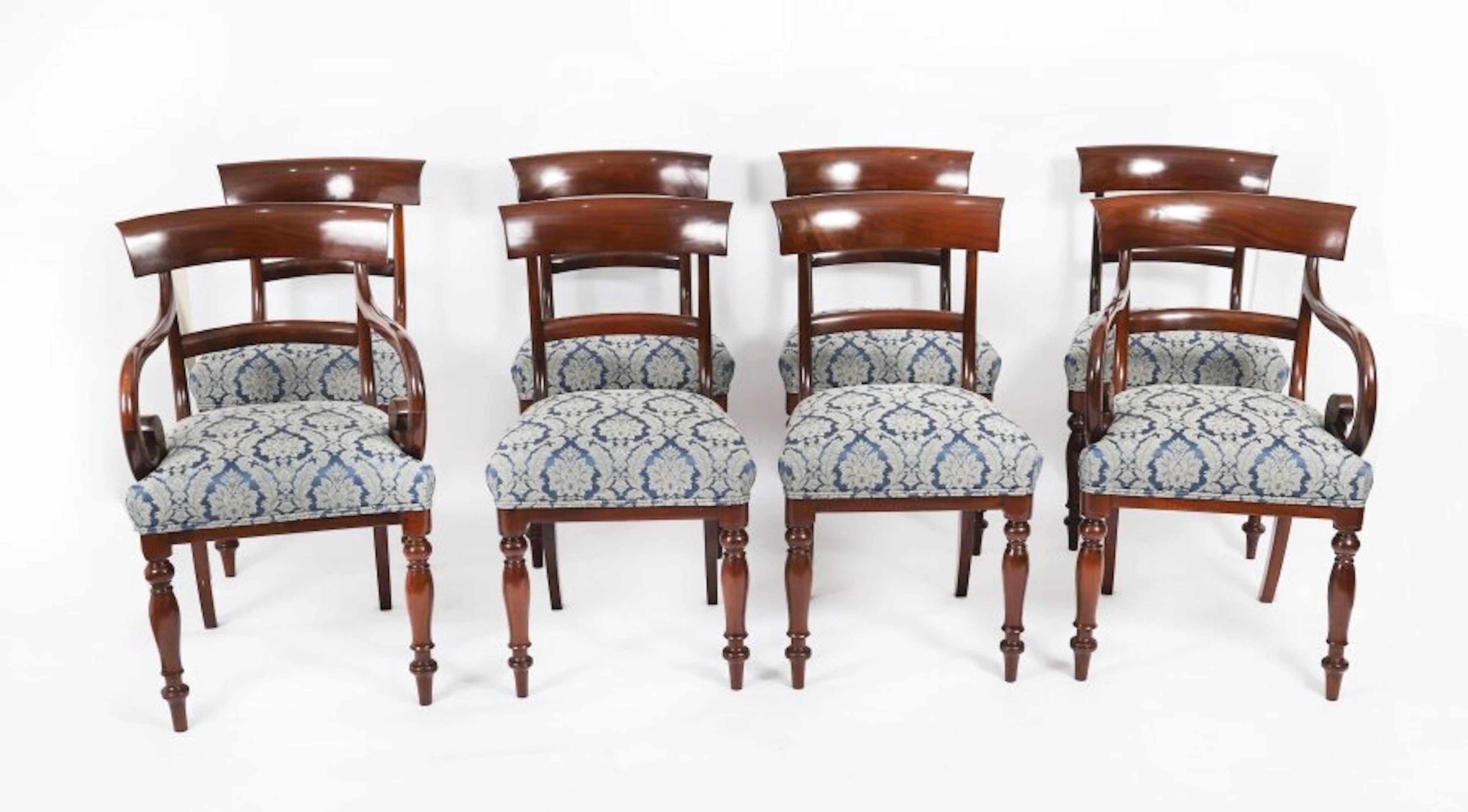 Antique Set Of 8 William IV English Barback Dining Chairs Circa 1830 19th C