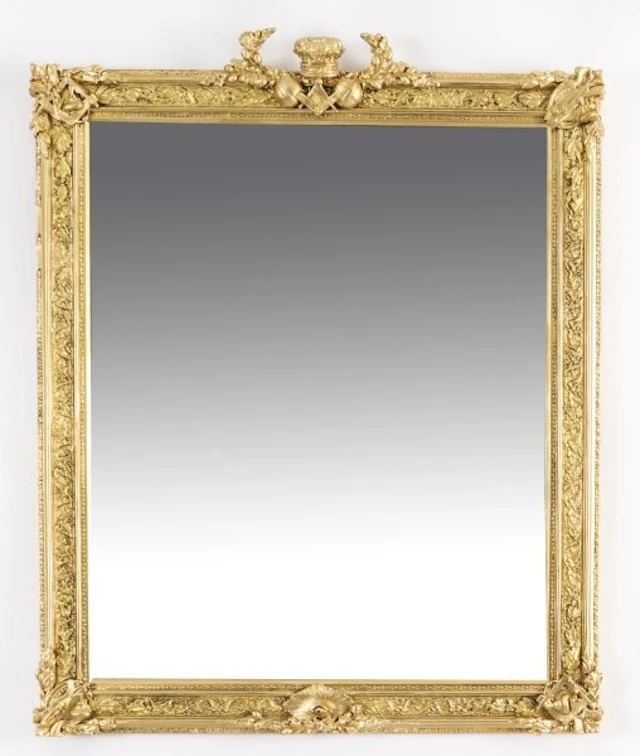 Antique Freemasons Masonic Giltwood Mirror 19th Century 73x59cm