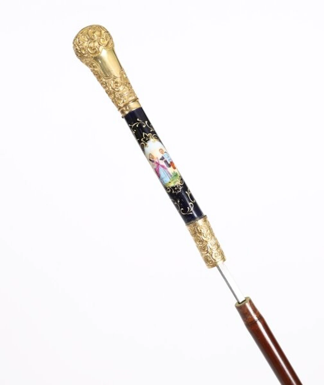 Antique French Gold Plated Sevres Porcelain Walking / Sword Stick