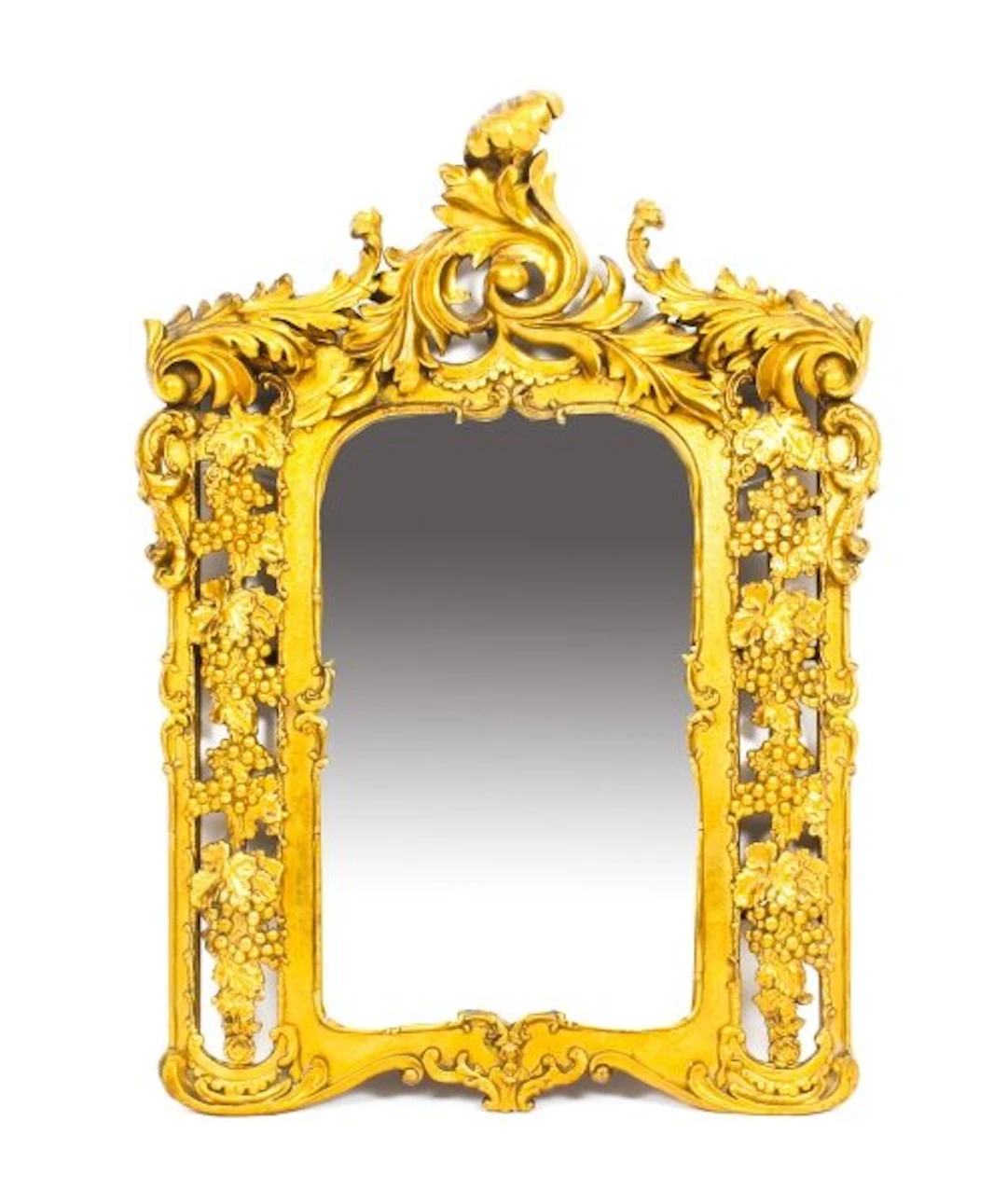 Antique Italian Giltwood Mirror Carved With Fruiting Vines 19th C 78x56cm