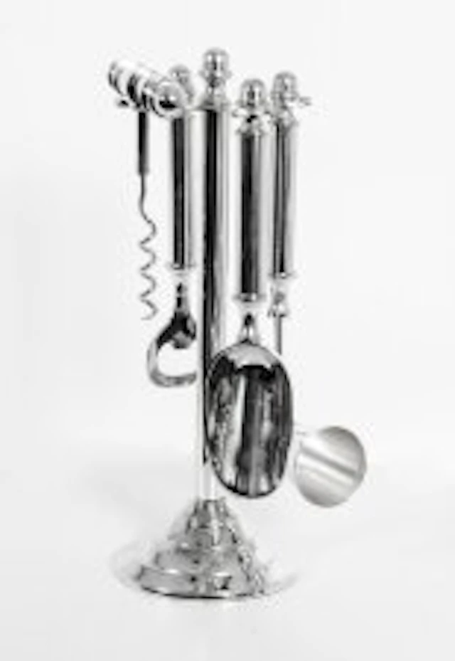 Vintage Silver Plated Bar Accessory Set Corkscrew Opener 20th C