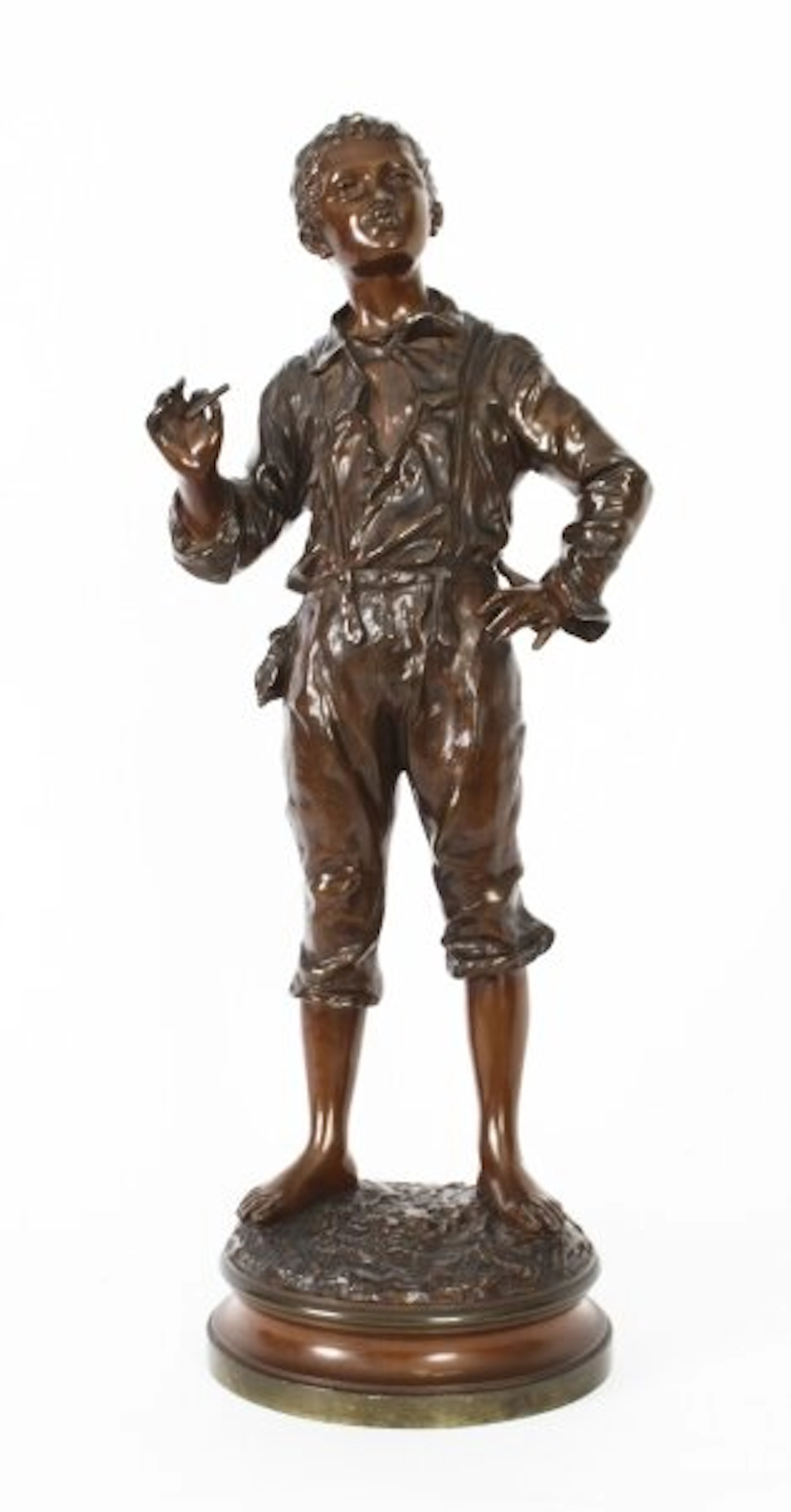 Antique 57cm Bronze Street Urchin by Charles Anfrie, 1833-1905). Circa 1890