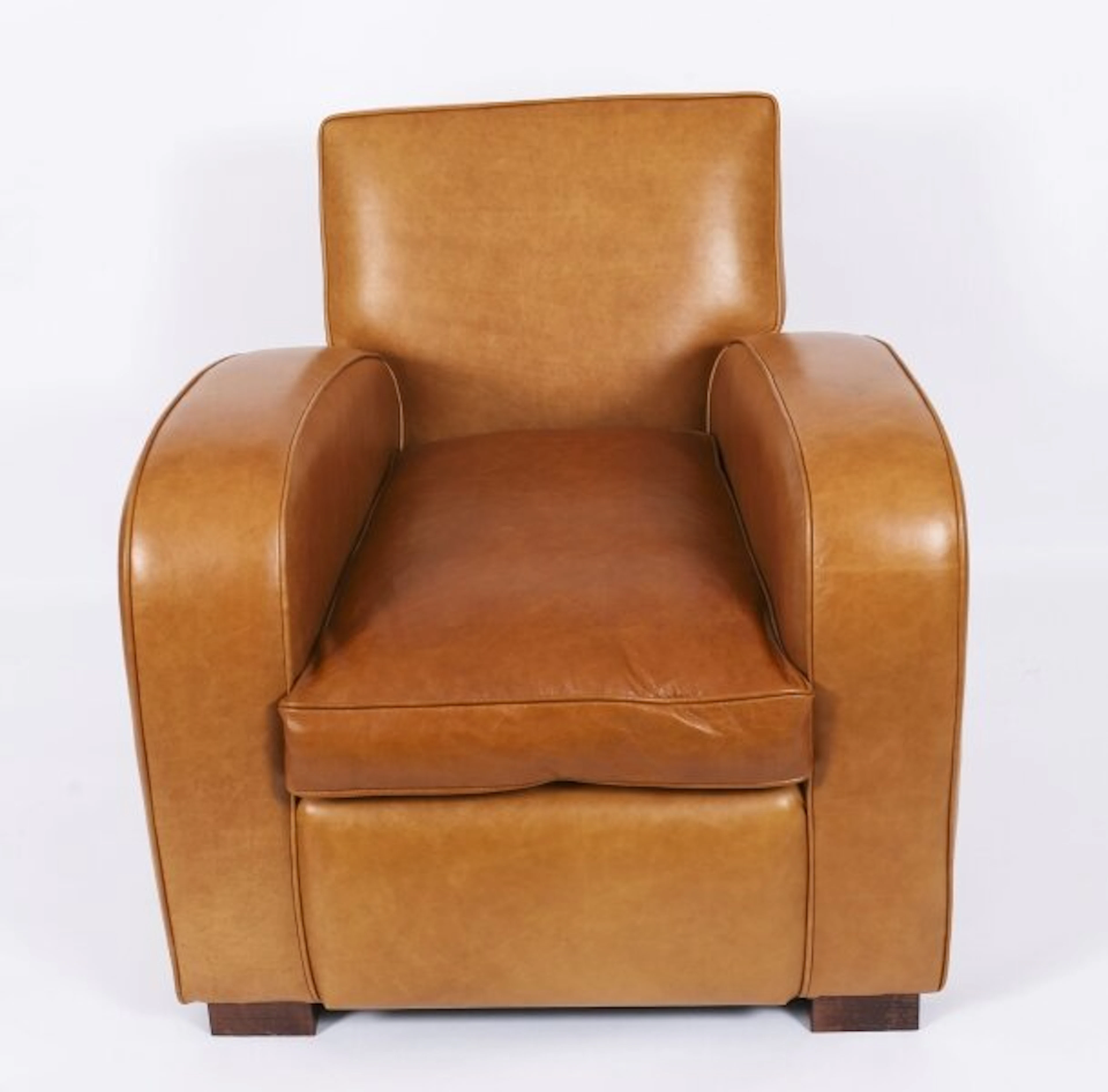 Bespoke English Handmade Art Deco Leather Arm Chair Bruciato Colour