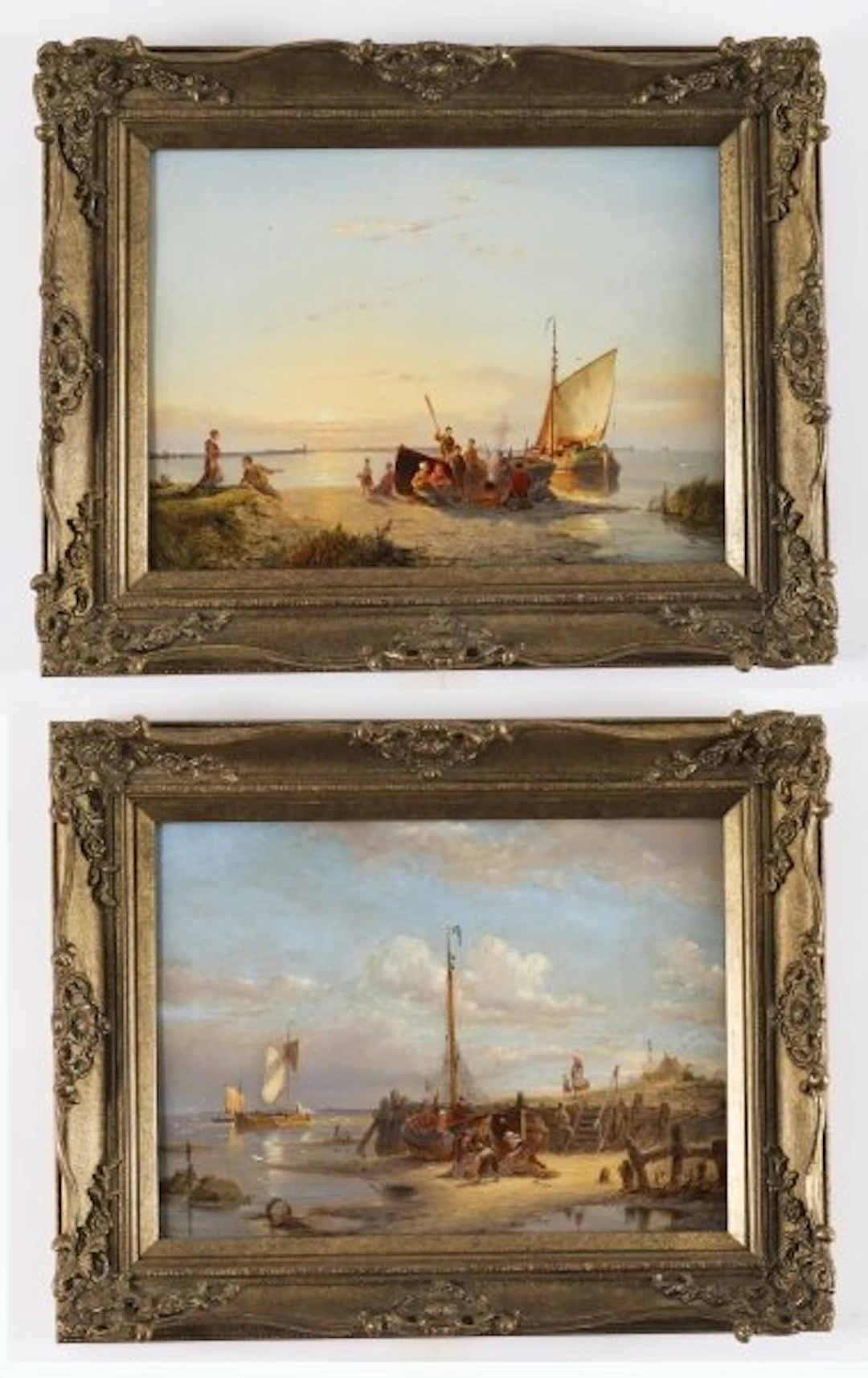 Antique Pair Oil Paintings by Pieter Cornelis Dommersen 1904 & 1910