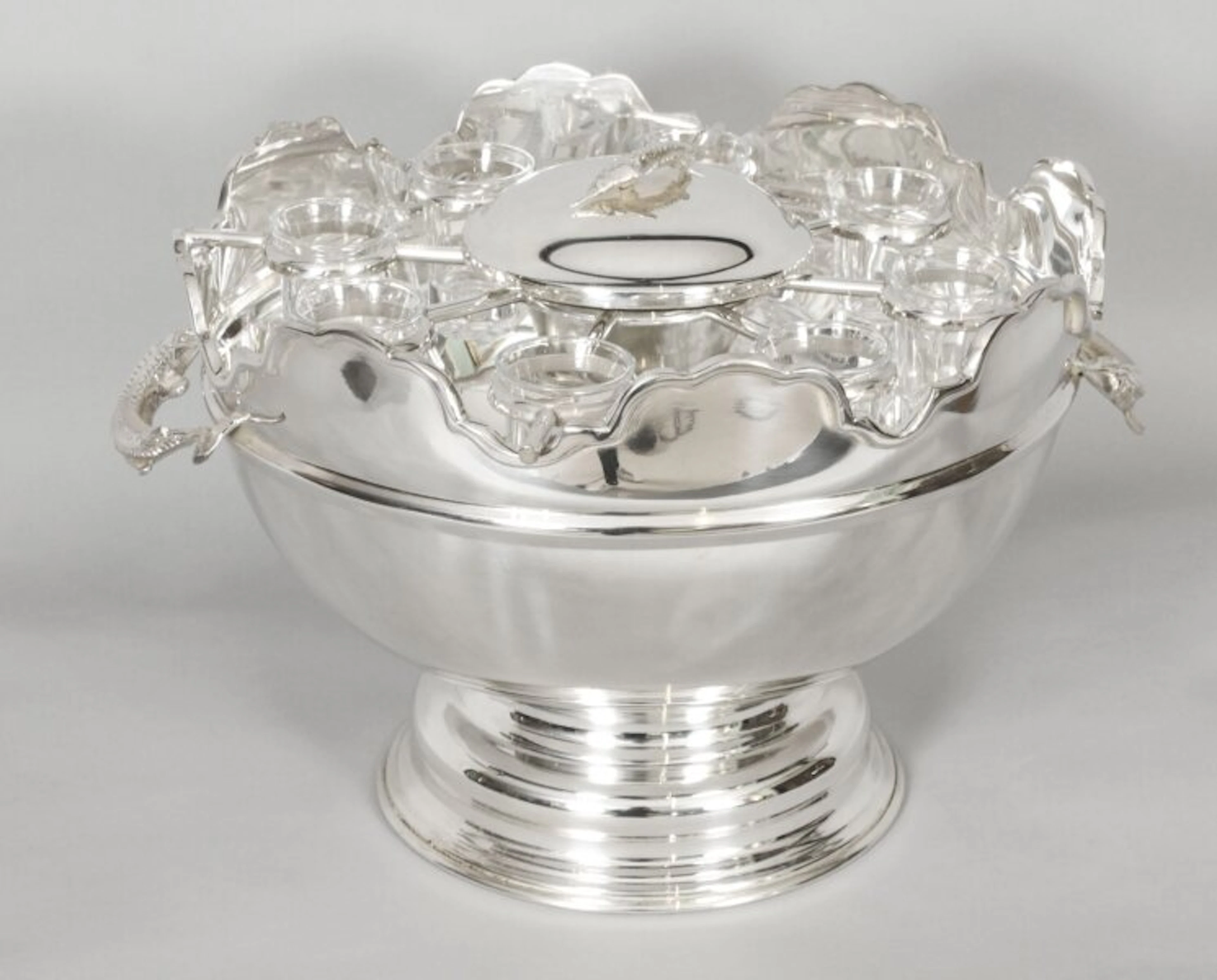 Vintage Silver Plated Monteith Caviar & Vodka Set Cooler 20th C