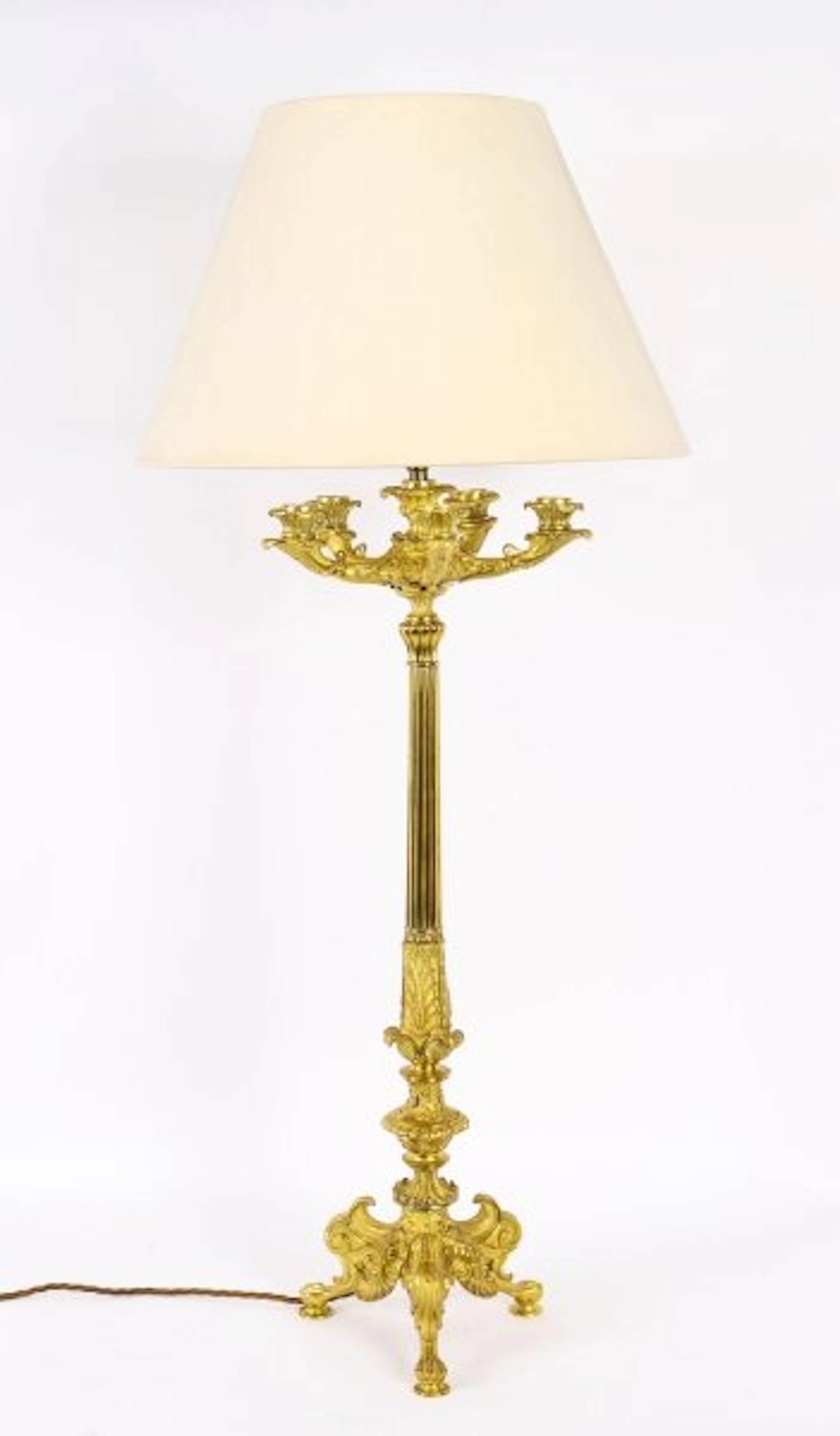 Antique Large French Ormolu Gilt Bronze Lamp c1880 19th C