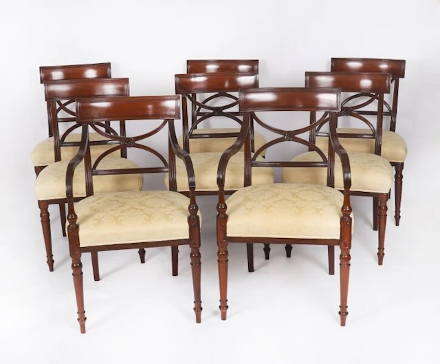 Antique Set 8 Regency Period Dining Chairs Circa 1820 19th C