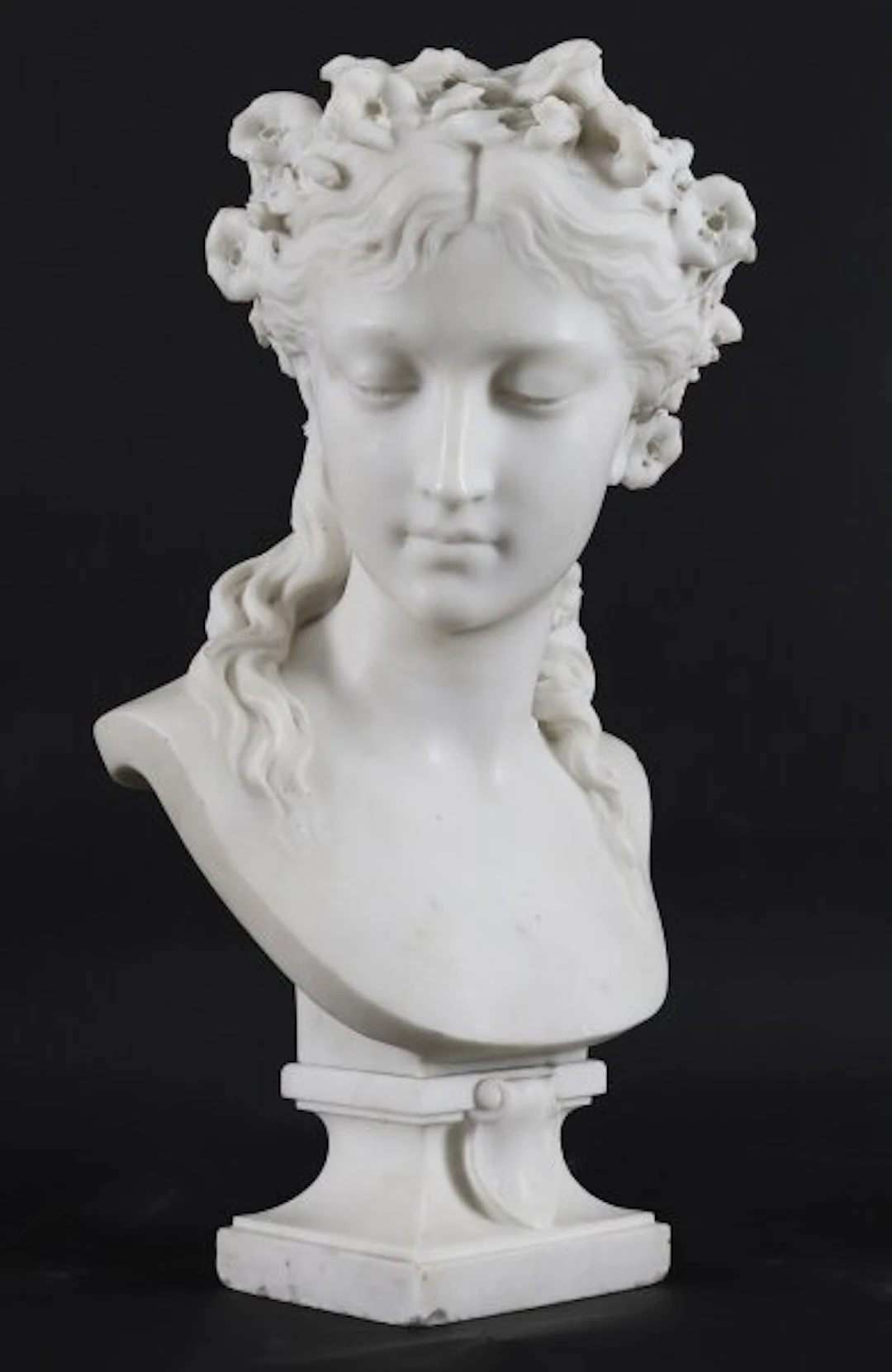 Antique Carrara Marble Bust of a Grecian Lady by Eugene Aizelin c1850 19th C