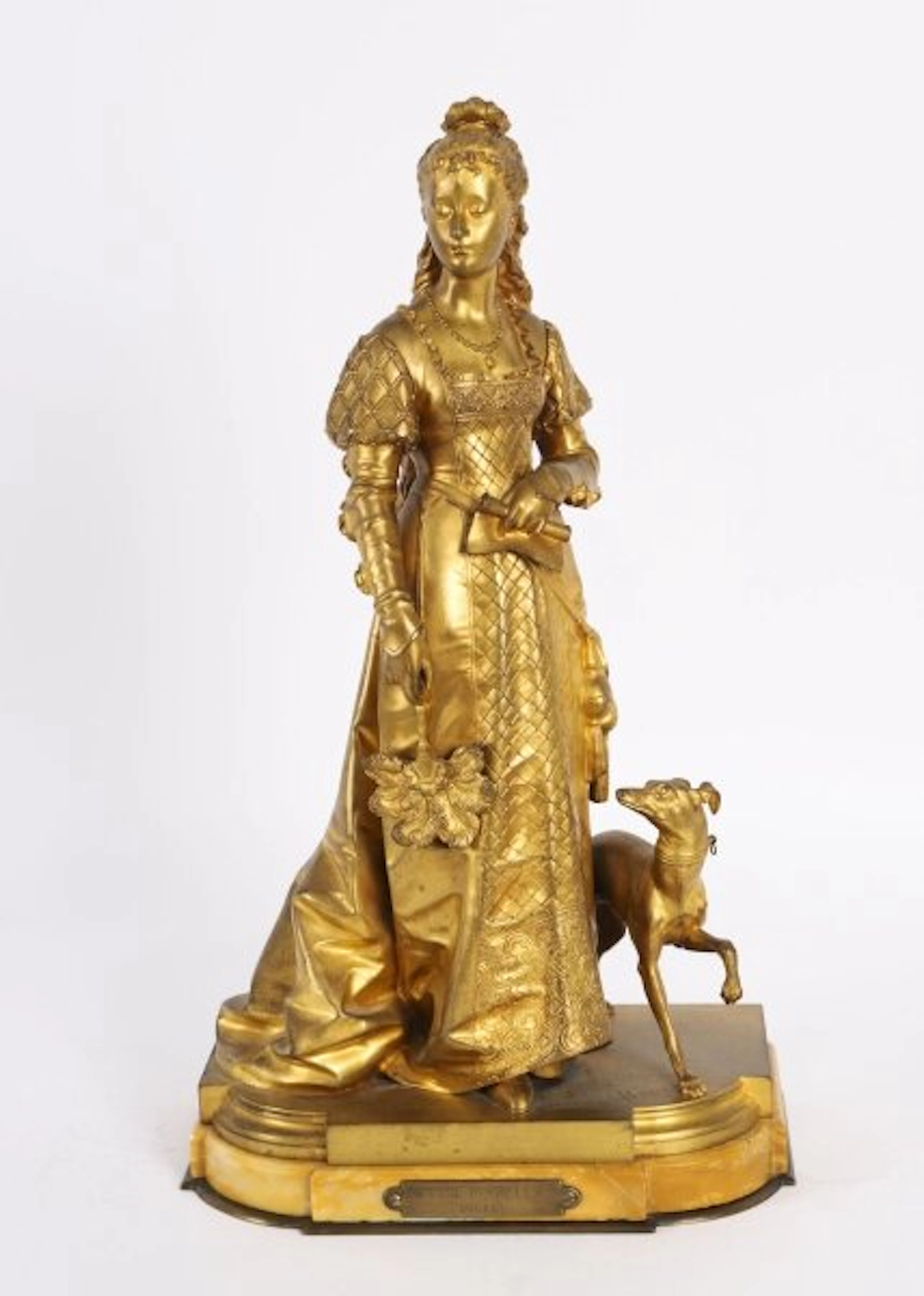 Antique Gilt Bronze Sculpture of Reine Isabella by Eurotrope Bouret C 1870