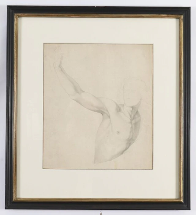 Antique Drawing on Paper Figural Study' After Raphael Late19th C