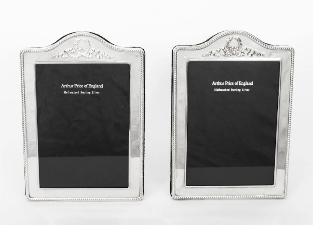 Vintage Pair Sterling Silver Photo Frames by Arthur Price & Co 1994 19x13cm