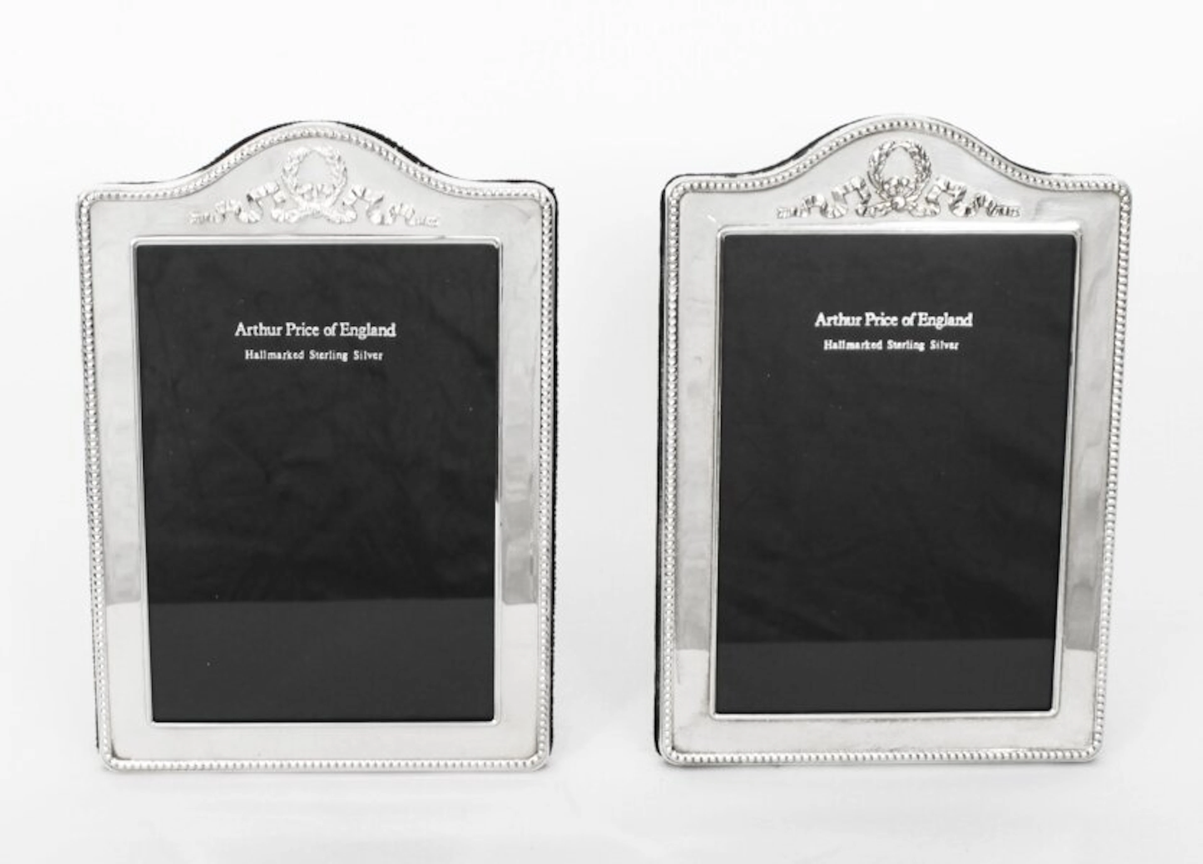Vintage Pair Sterling Silver Photo Frames by Arthur Price & Co 1994 19x13cm