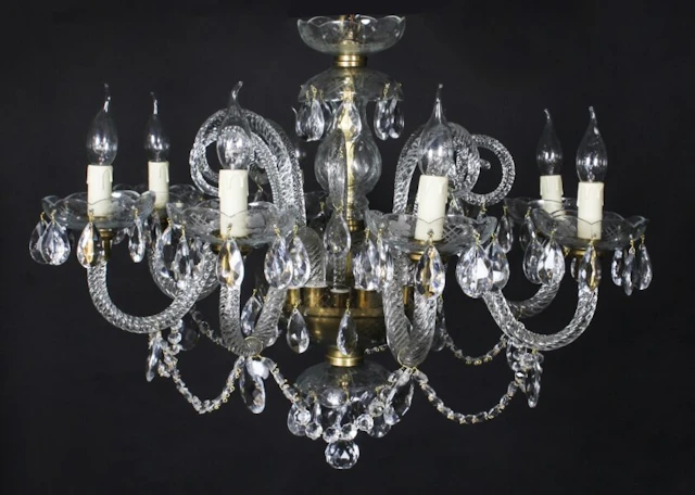 Vintage Venetian Glass 8 Branch Chandelier 20th Century