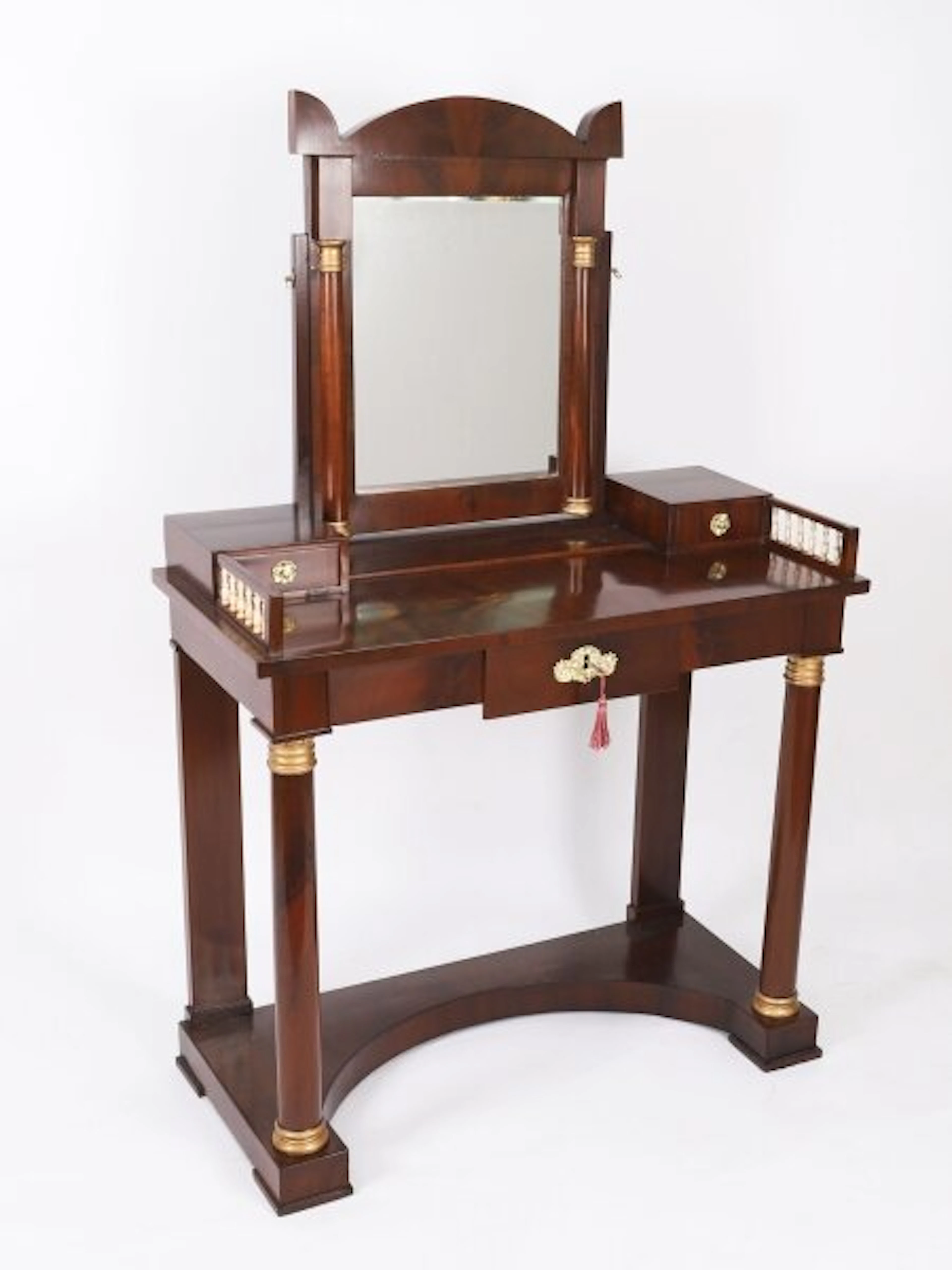 Antique French Empire Mahogany Dressing Table & Mirror 19th C