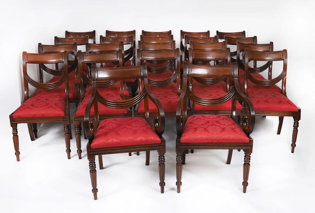 Vintage Set 22 Regency Revival Swag back Dining Chairs 20th Century