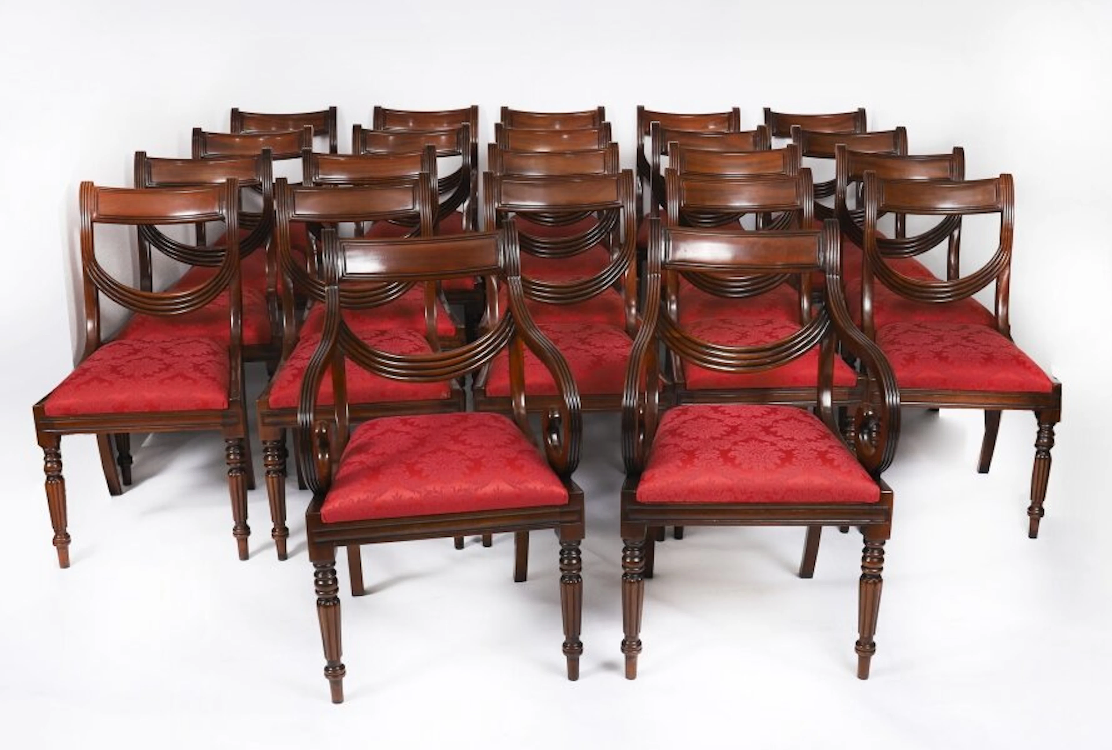 Vintage Set 22 Regency Revival Swag back Dining Chairs 20th Century