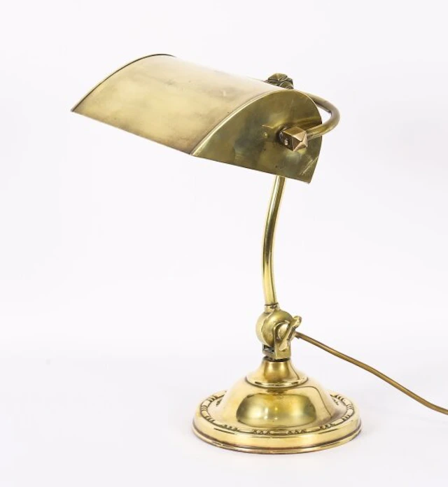 Antique Art Deco Articulated Brass Bankers Lamp Desk Lamp 20th C