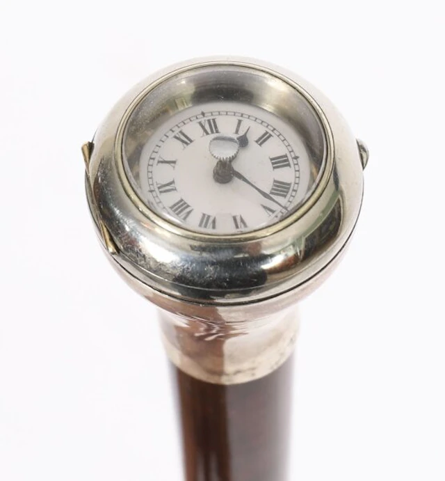 Antique Silver & Snakewood Watch Opera Cane Walking Stick 19th C 87cm /34.2inch