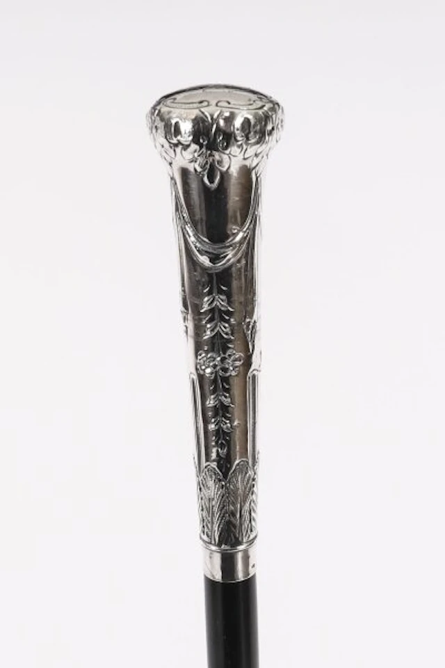 Antique Continental Neo-classical Silver Walking Stick 92cm / 36.5 inches
