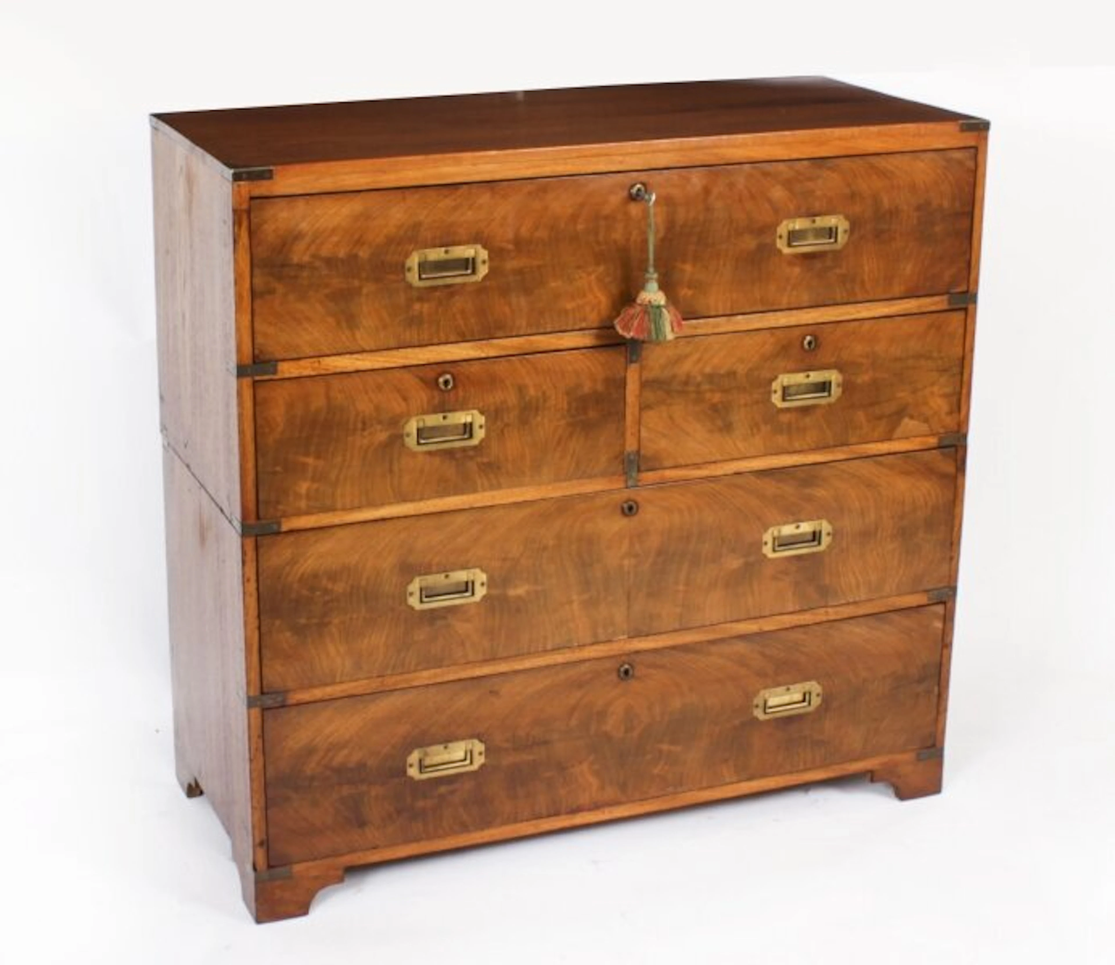 Antique Victorian Campaign Era Military Secretaire Chest of Drawers C1840