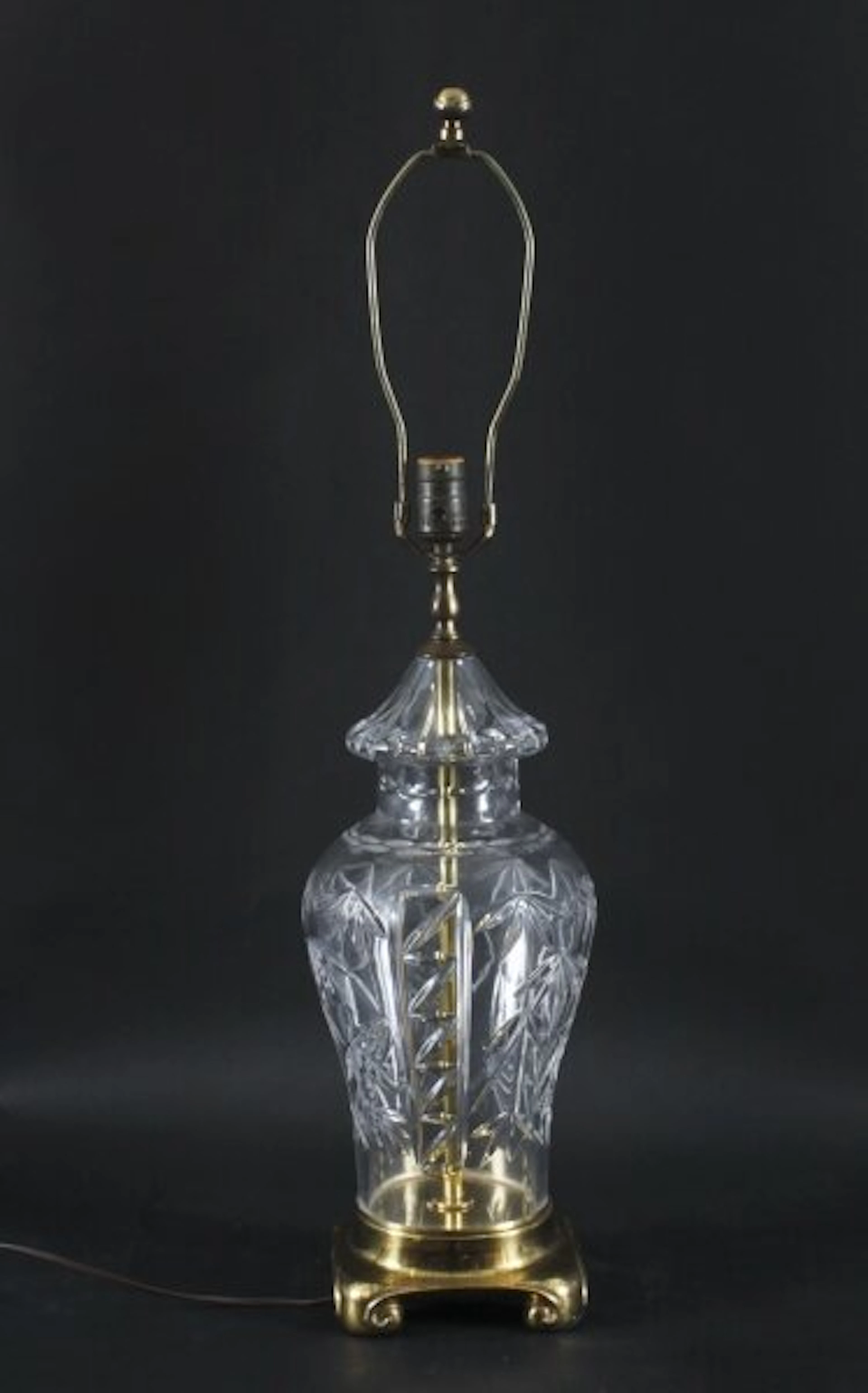 Vintage Large English Cut Glass Table Lamp Late 20th C