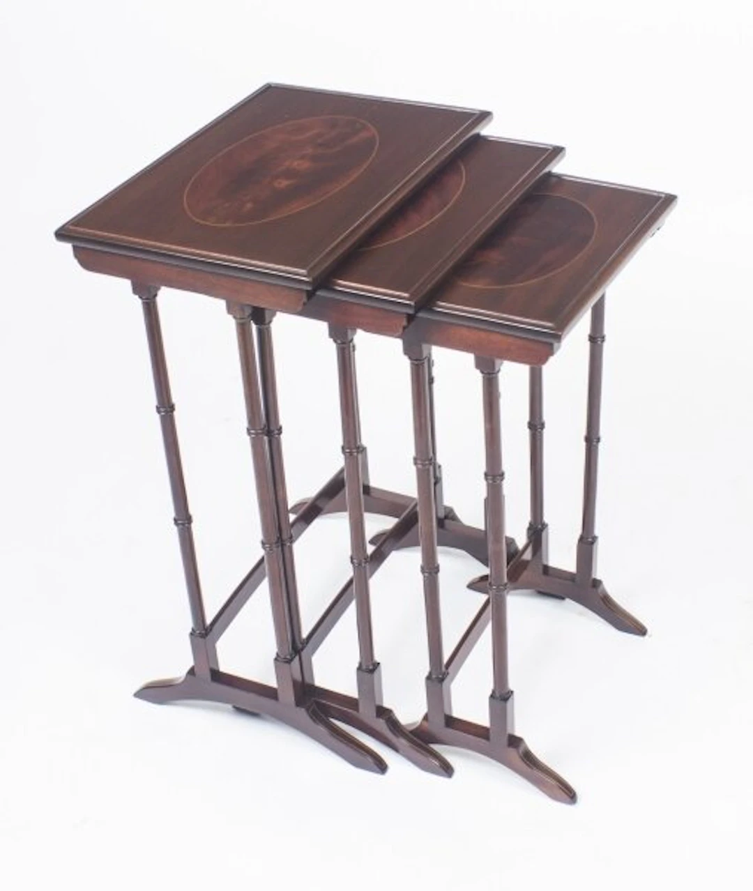 Antique Victorian Mahogany & Inlaid Nest of 3 Tables c.1880