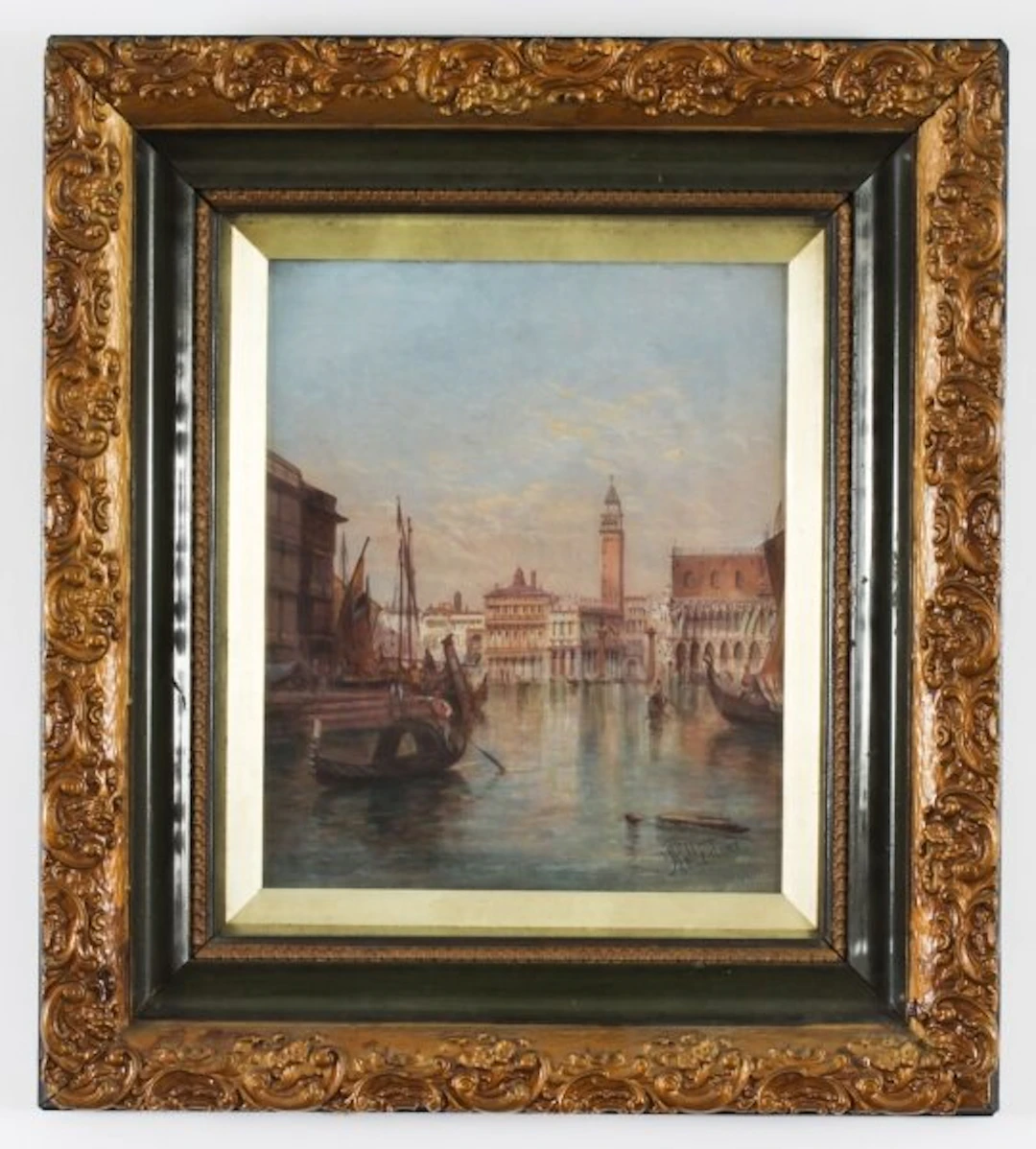 Antique Oil on Canvas Painting of Venice by Alfred Pollentine 19th Century