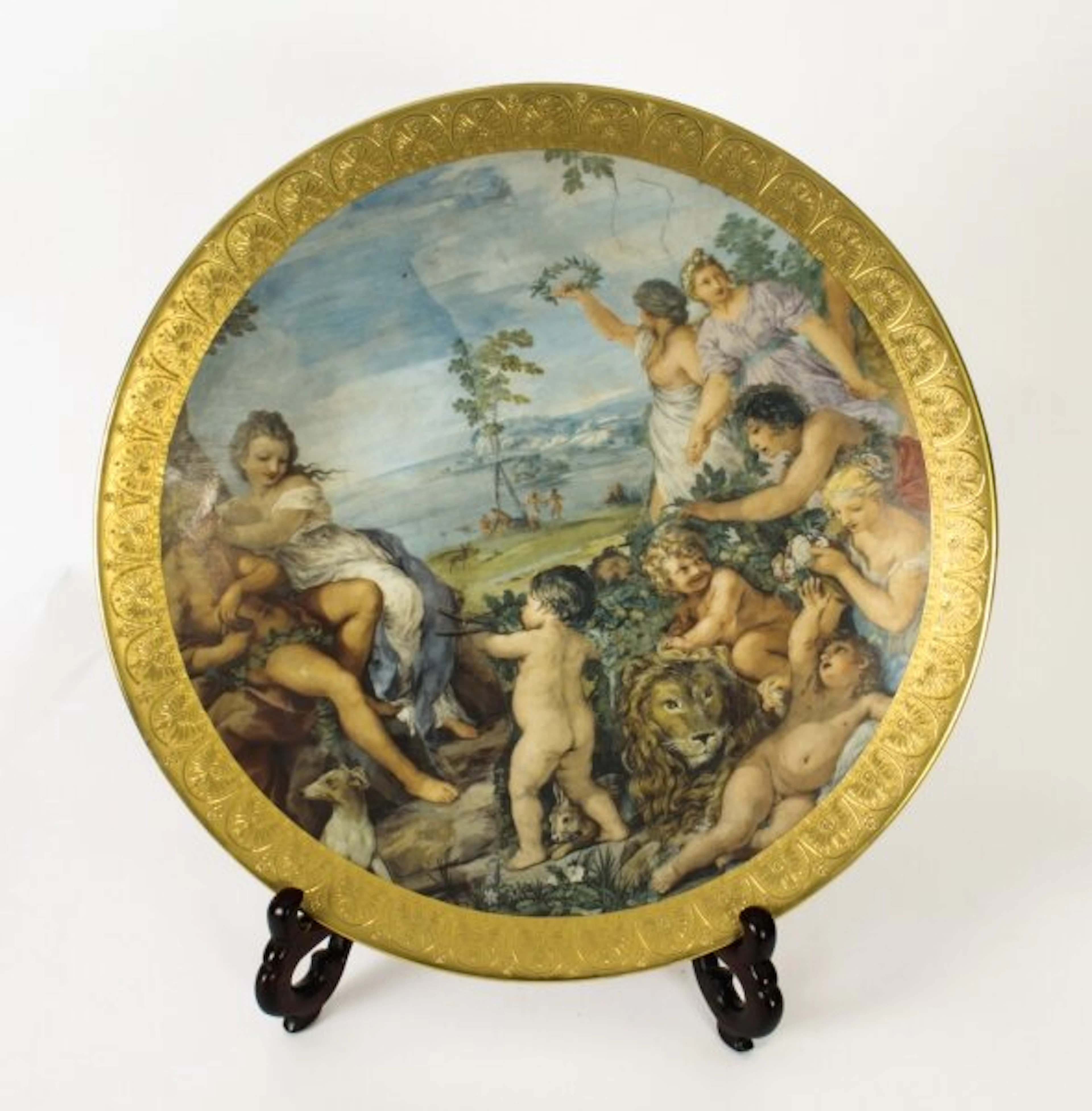 Vintage Italian 45cm Diameter Porcelain Charger C1950 Mid 20th C