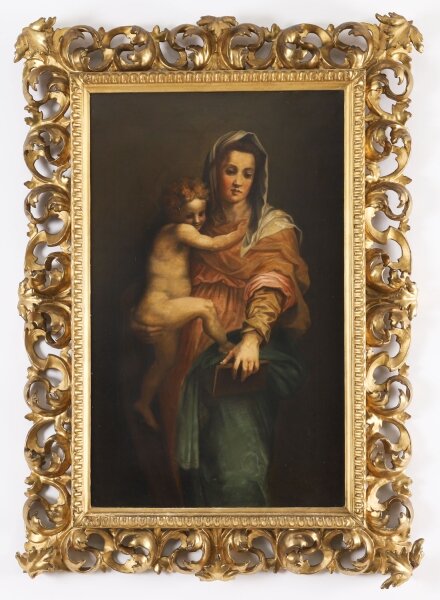 Antique Painting Madonna & Child Follower of Raphael 19th Century