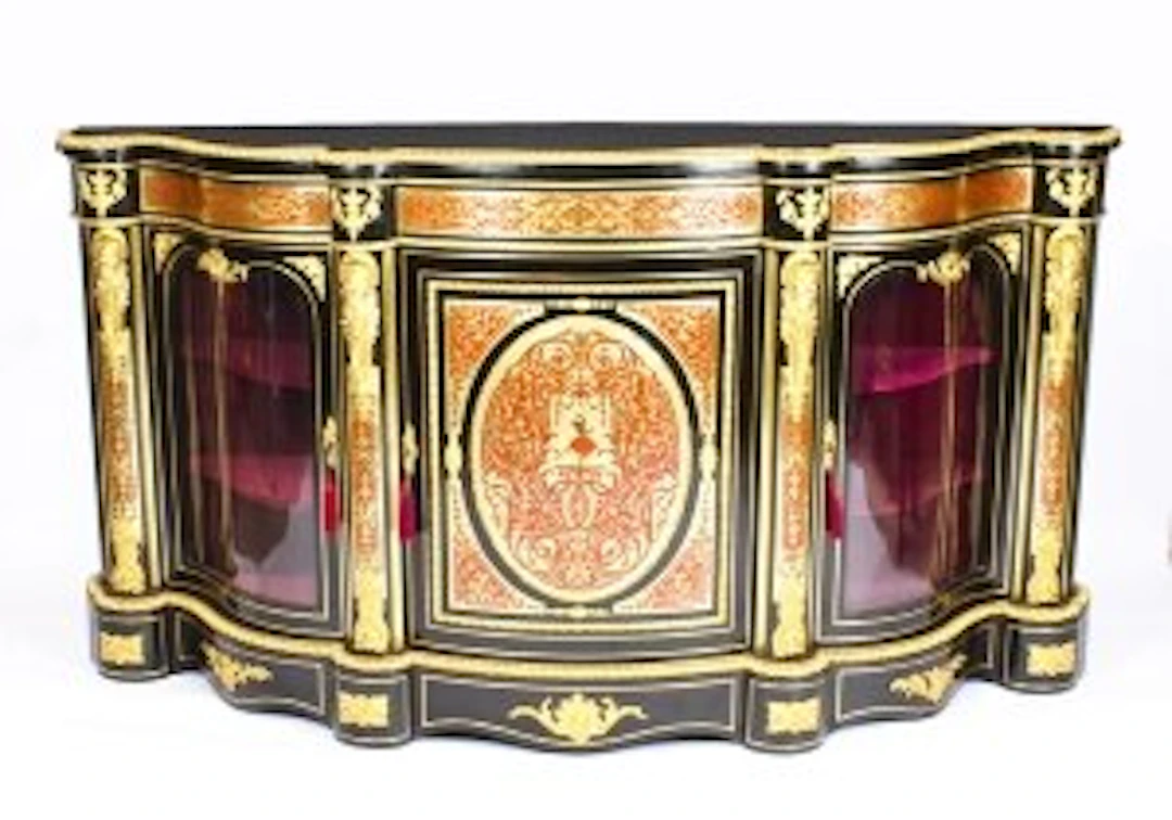 Antique Ormolu Mounted Serpentine Boulle Credenza c.1870 19th C