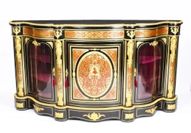 Antique Ormolu Mounted Serpentine Boulle Credenza c.1870 19th C