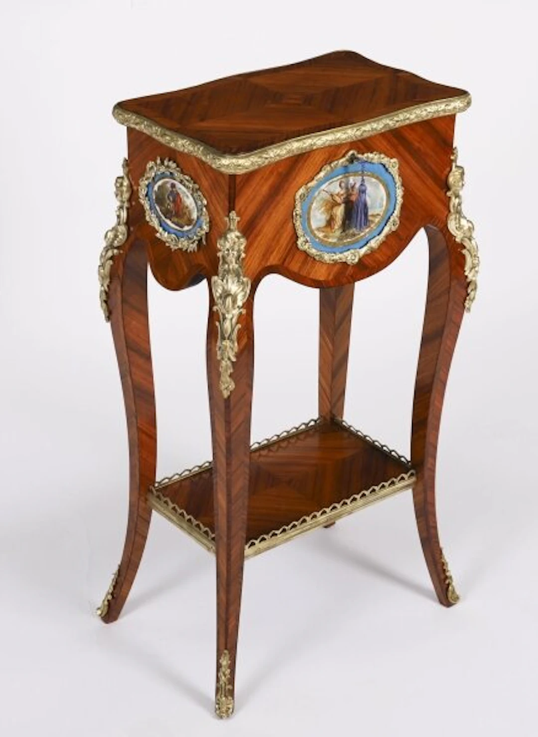 Antique French Porcelain Mounted Side Occasional Work Table 19th Century
