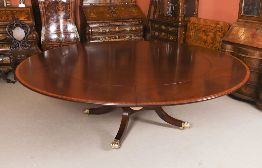 Vintage 7ft6" Diam William Tillman Regency Revival Jupe Dining Table 20th C
