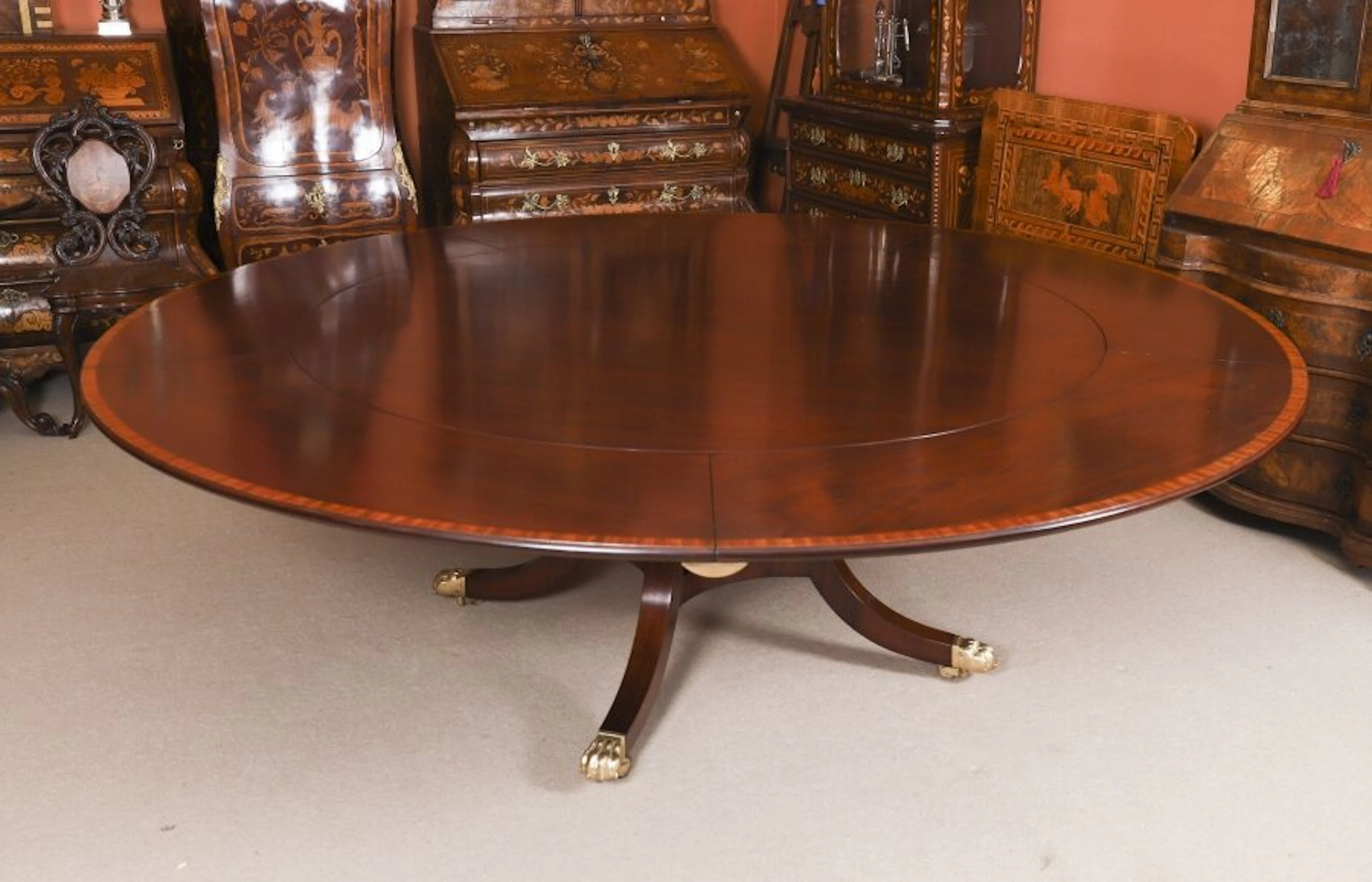 Vintage 7ft6" Diam William Tillman Regency Revival Jupe Dining Table 20th C