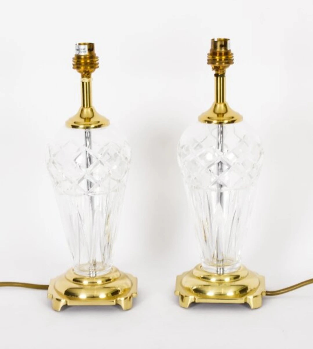 Vintage Pair of Windsor Cut Glass Table Lamps 20th Century