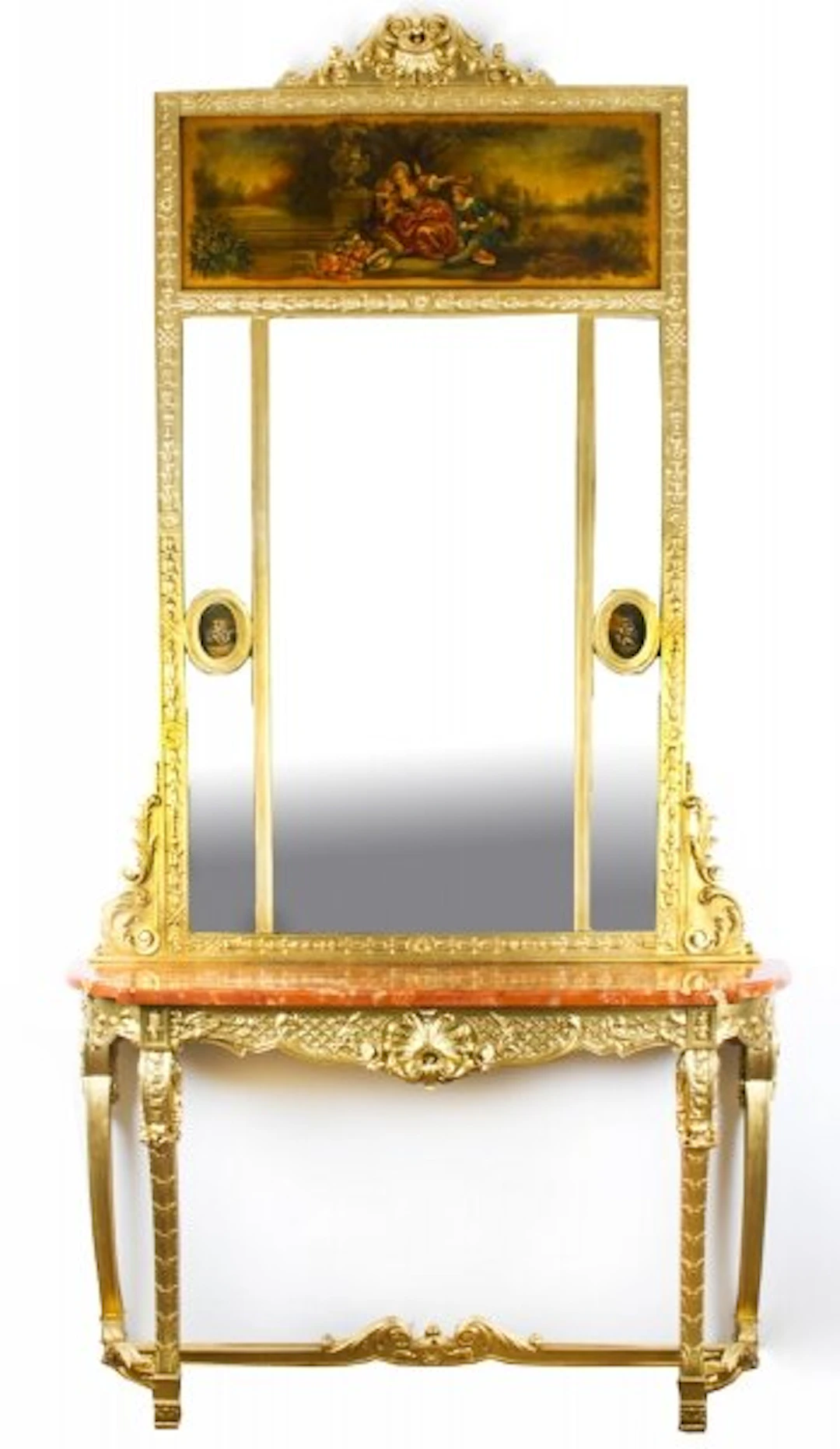 Antique French Trumeau Mirror with matching Console Table C1820 19th C