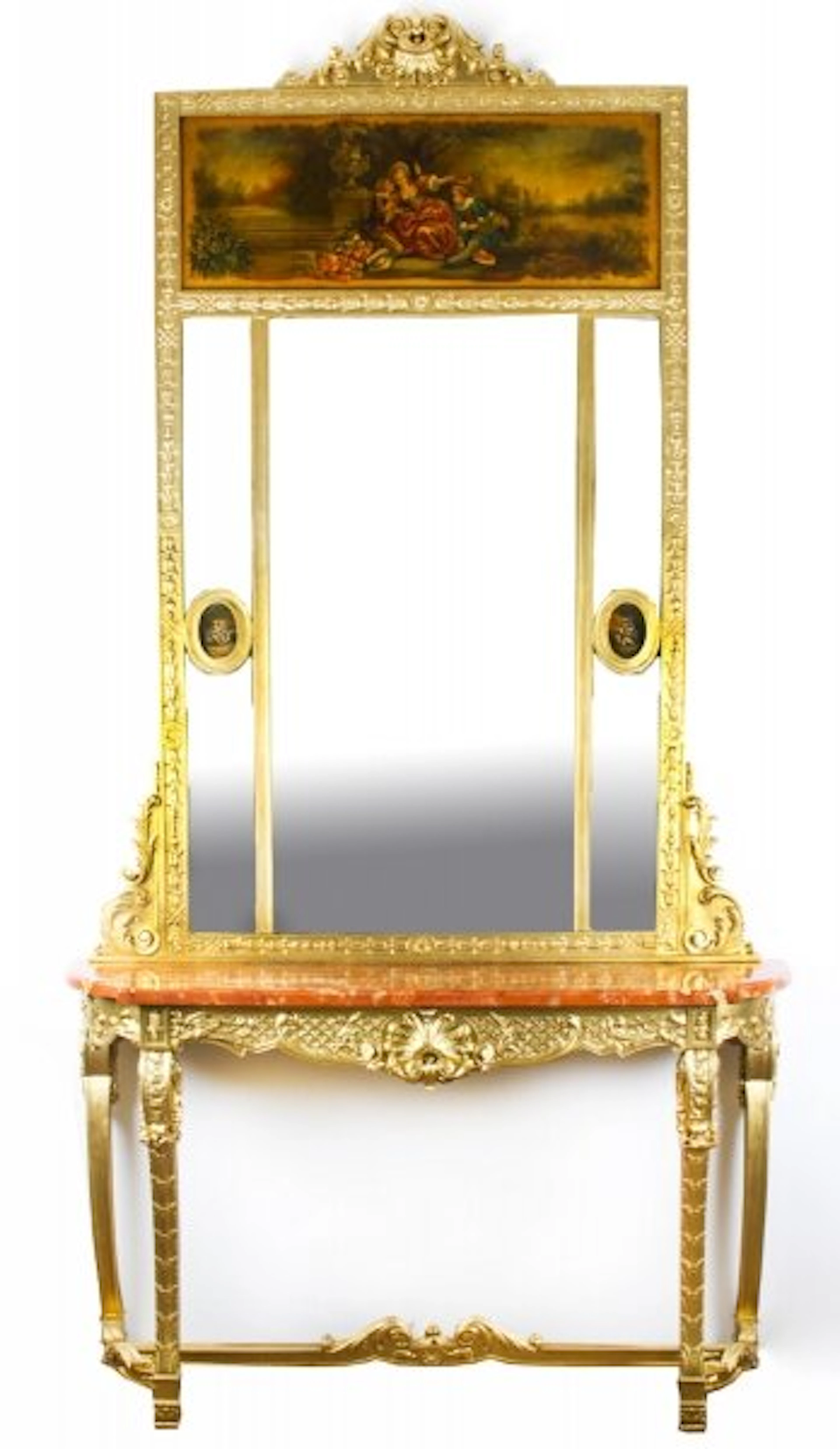Antique French Trumeau Mirror with matching Console Table C1820 19th C