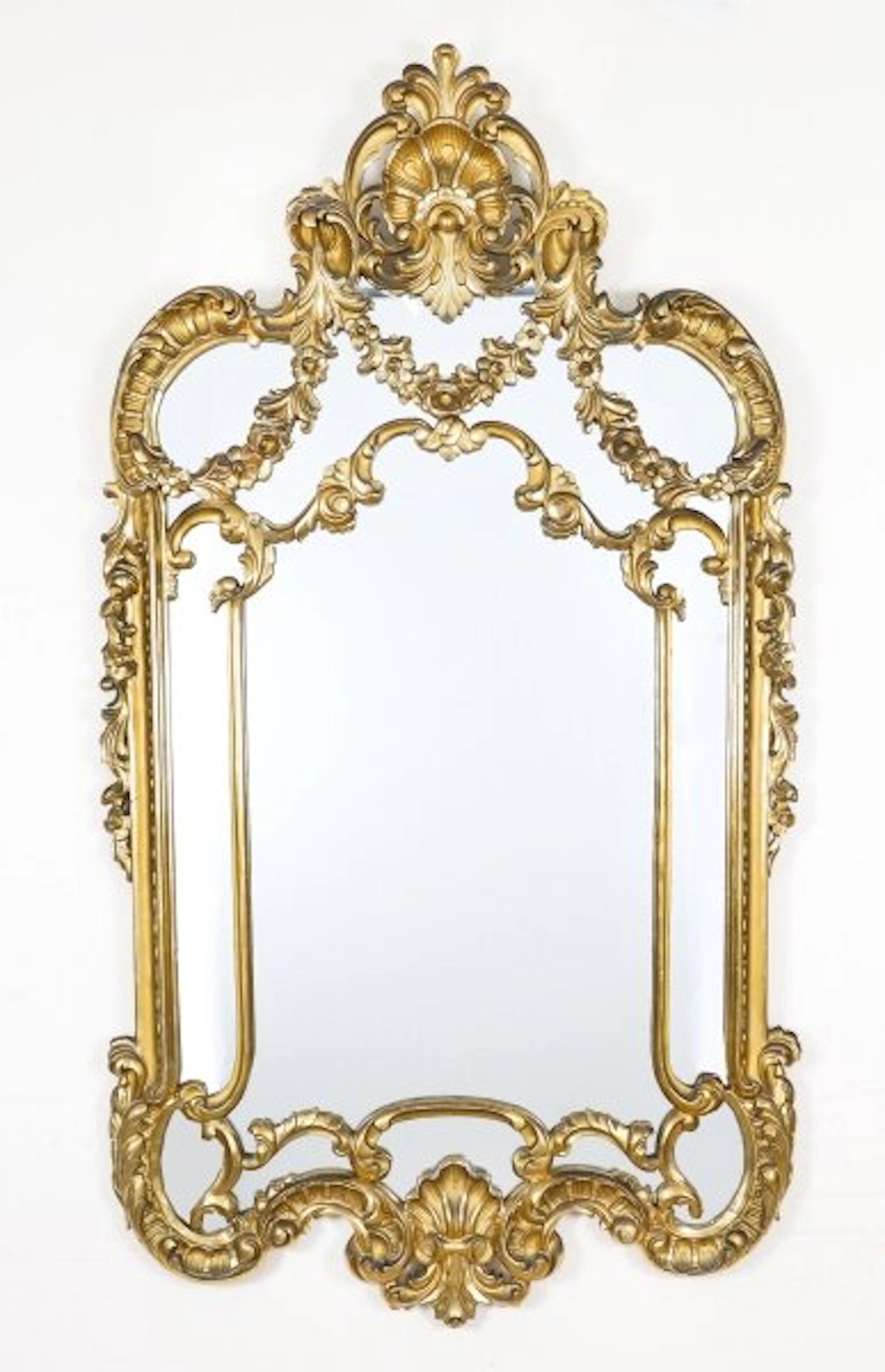 Antique English Giltwood Louis Revival Overmantel Mirror C1860 160 x 80cm