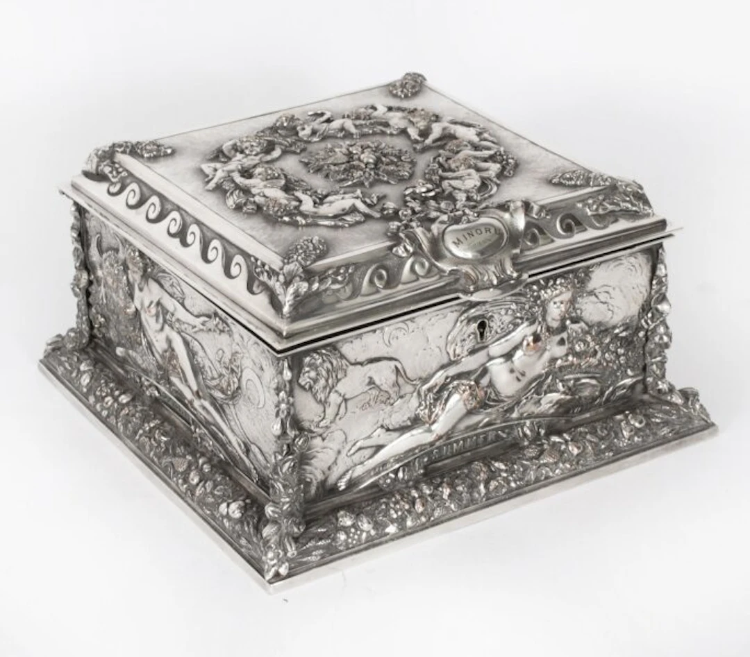 Antique Victorian Silver Plated Jewellery Casket Walker and Hall 19thC