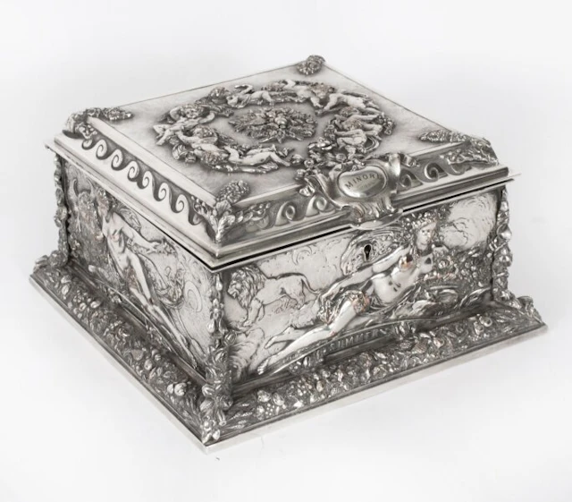 Antique Victorian Silver Plated Jewellery Casket Walker and Hall 19thC