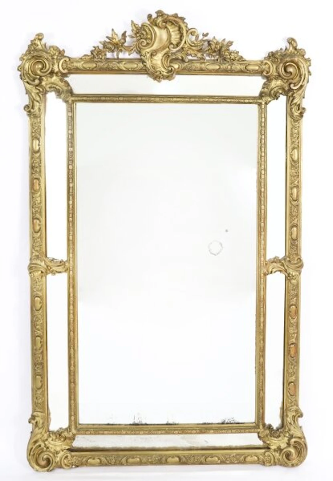 Antique Giltwood Louis Revival Overmantel Cushion Mirror C1860 169 x 105cm