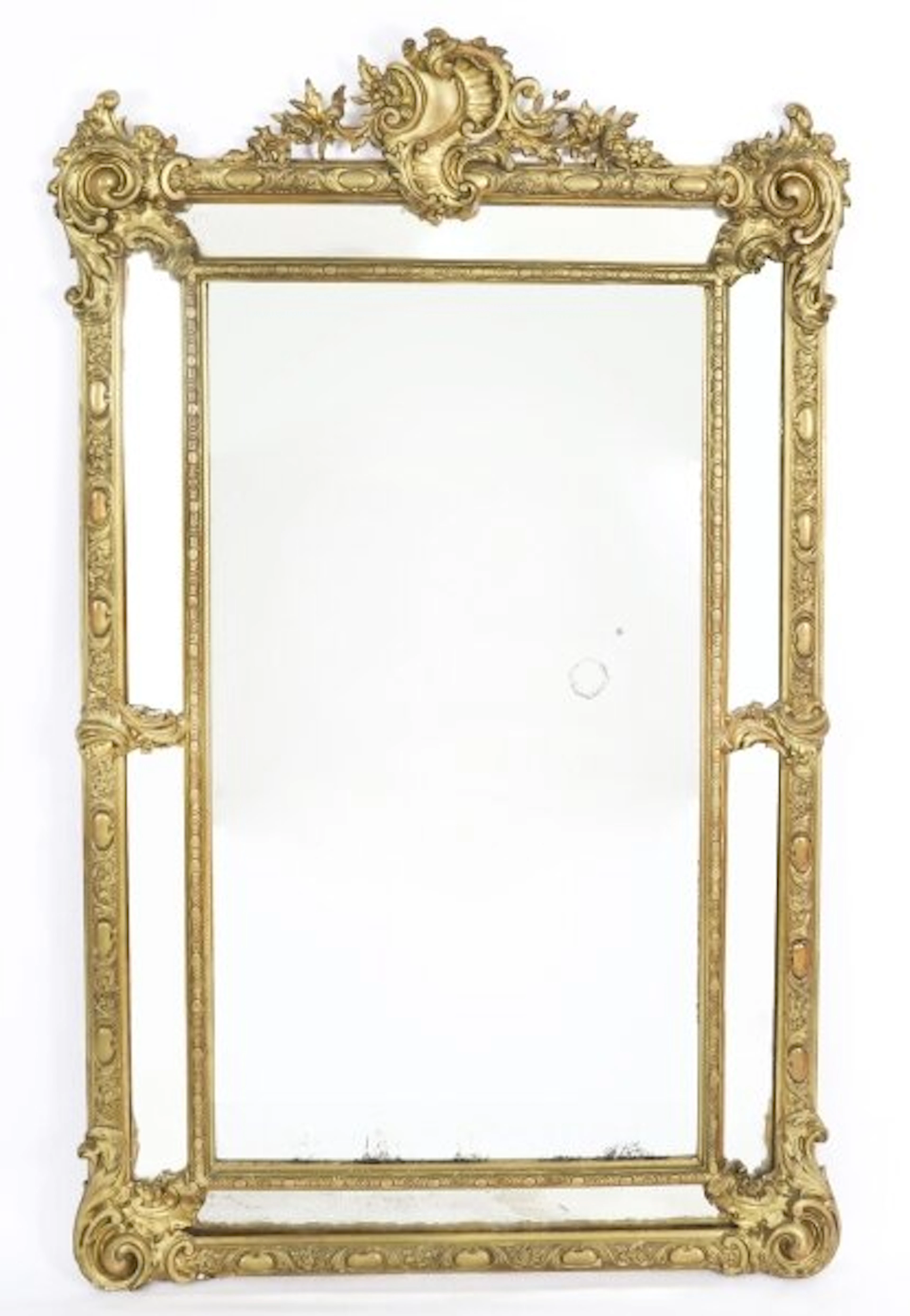 Antique Giltwood Louis Revival Overmantel Cushion Mirror C1860 169 x 105cm