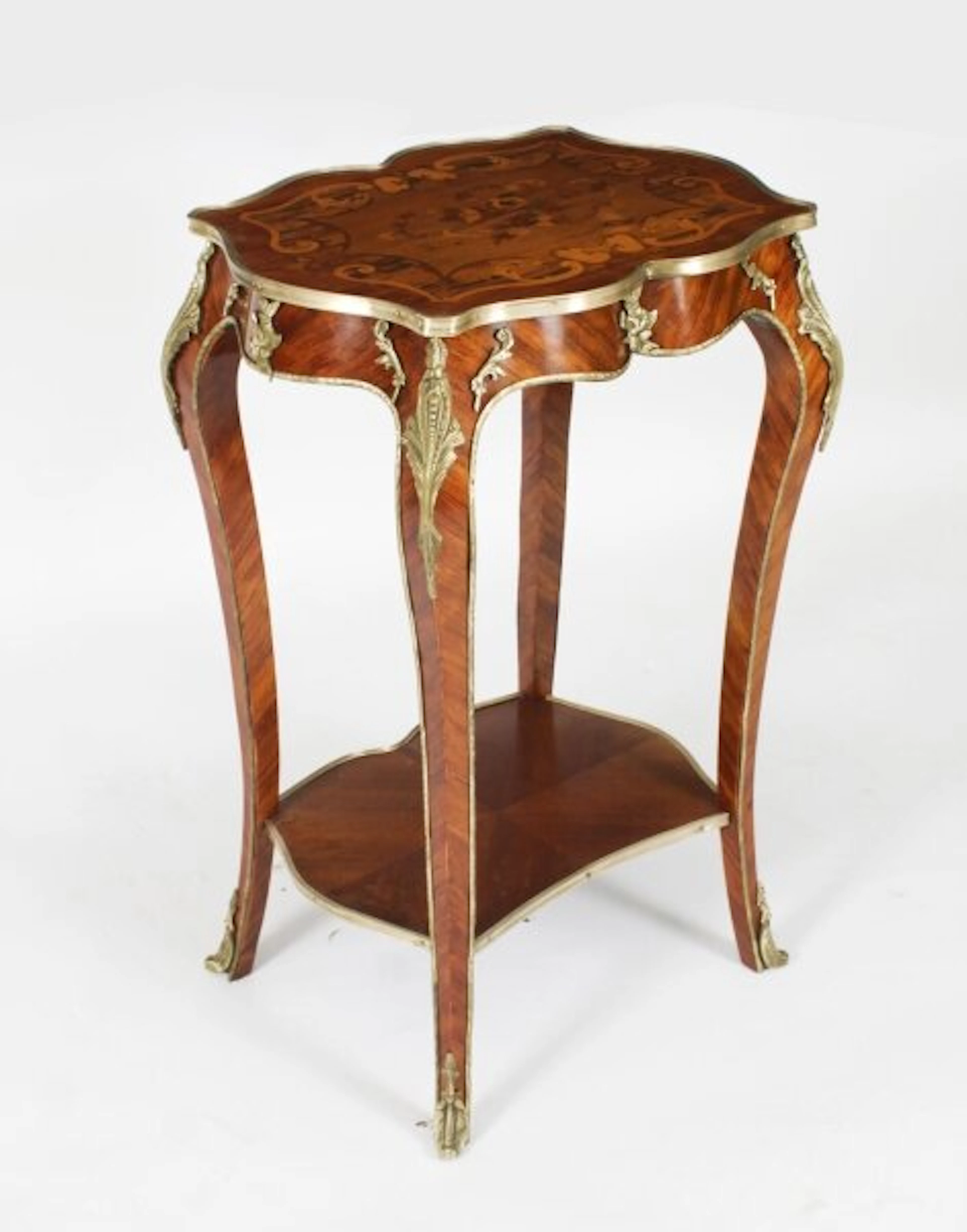 Antique French Louis Revival Marqutry Ormolu Occasional Table c.1850